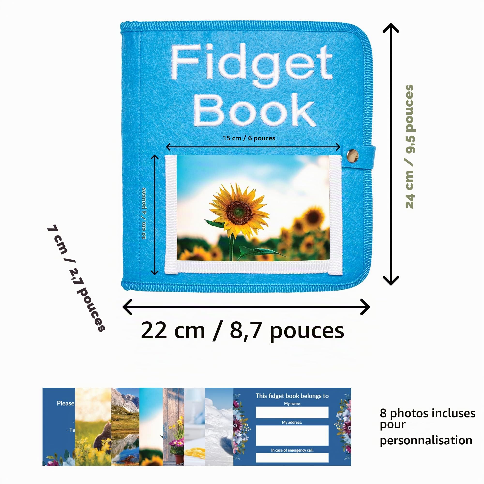 Livre Sensoriel | Couverture Sensorielle Démence | Activités Calmantes pour Personnes Agées | Produits pour Personnes Agées Démentes | Fidget Book | d'Alzheimer, Démence, Syndrome d'Asperger (Blue)