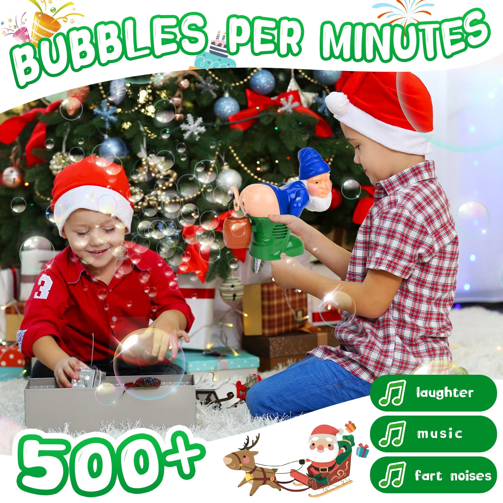 Macchina Bolle Di Sapone Babbo Natale Con Luci LED – Pistola Elettrica Automatica Per Bambini, Regalo Di Natale - 4