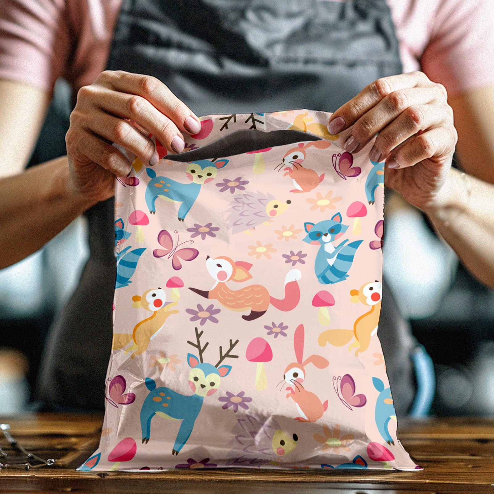 10 x 13 (100) Woodland Critters funda Poly sobres bolsas de envío sobres premium impresos