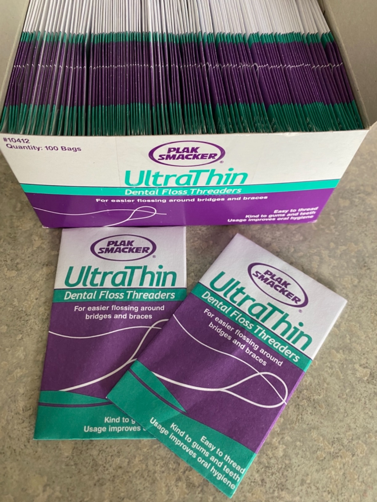 Ultra Thin Dental Floss Threaders 1000 Count (100 packs of 10 each