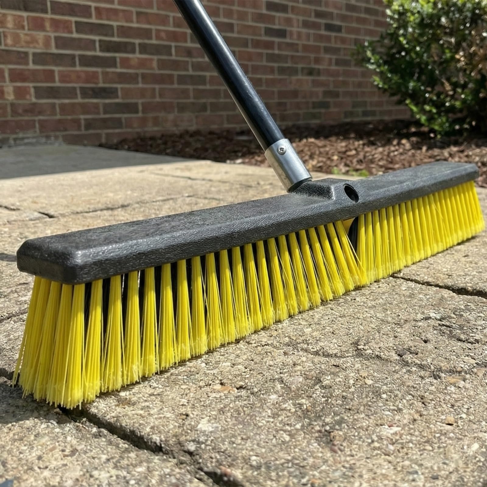 LSC 24'' Extra Large Commercial Garden Broom Heavy Duty Wide Yard Brush with Long Stainless Steel Handle & Stiff Bristles for Driveway Patio Deck Warehouse Lawn & Garage