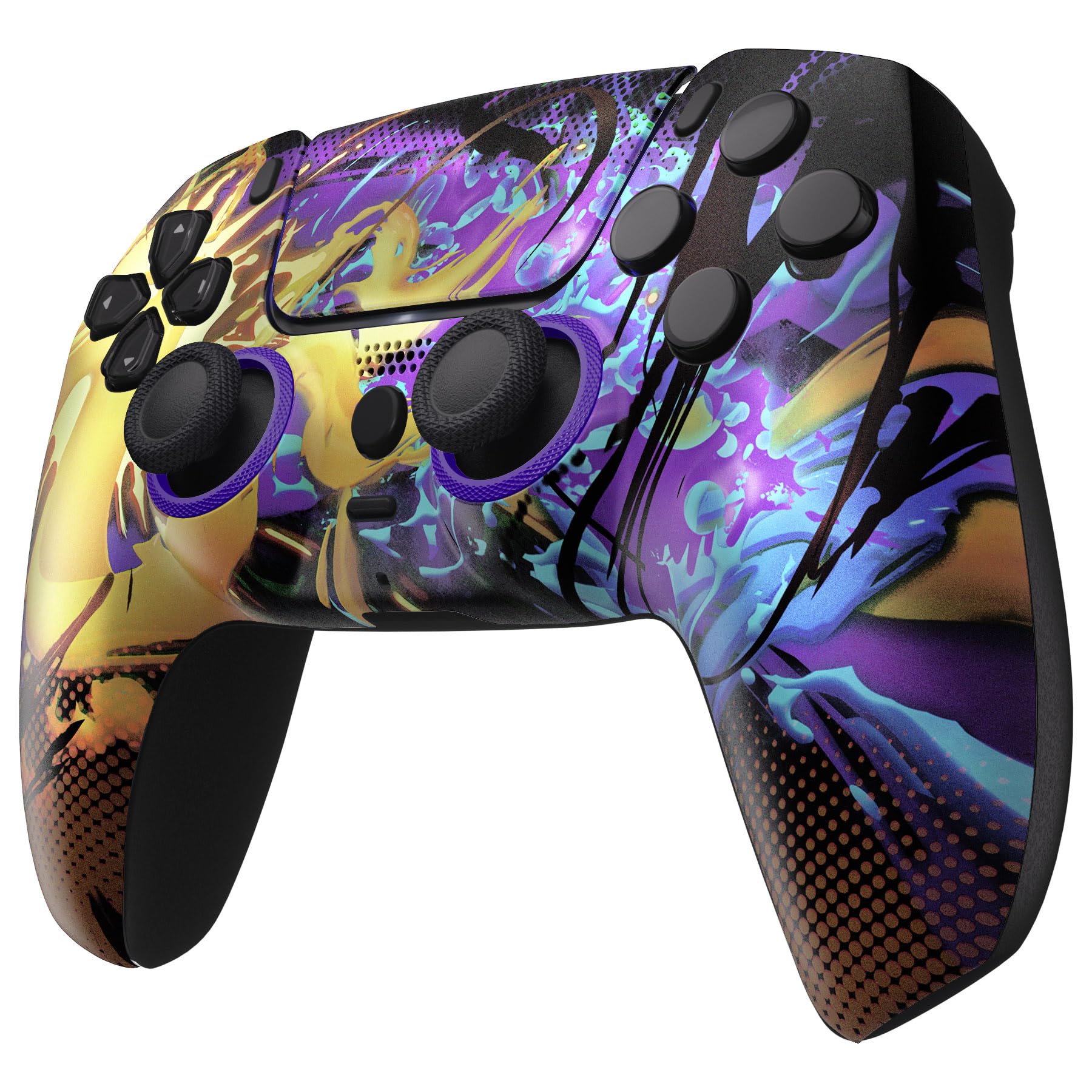 eXtremeRate Luna Cover per ps5 Controller Joystick,Shell Frontale Touchpad Ricambio,Scocca Ridisegnata&Anelli per ps5 Joypad BDM 010/020/030/040/050-Combattimento Schizzato
