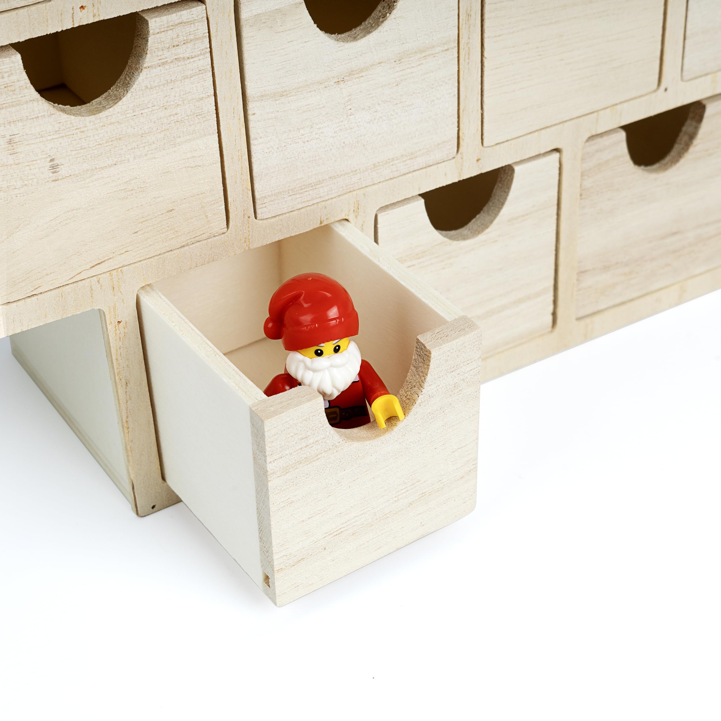 Sunlit Weihnachts-Adventskalender aus Holz mit Schubladen, unlackiertes Holz, Countdown-Kalender in Weihnachtsbaumform, fertig zum Dekorieren und Personalisieren, Bastelaufbewahrungsbox, DIY Guru und
