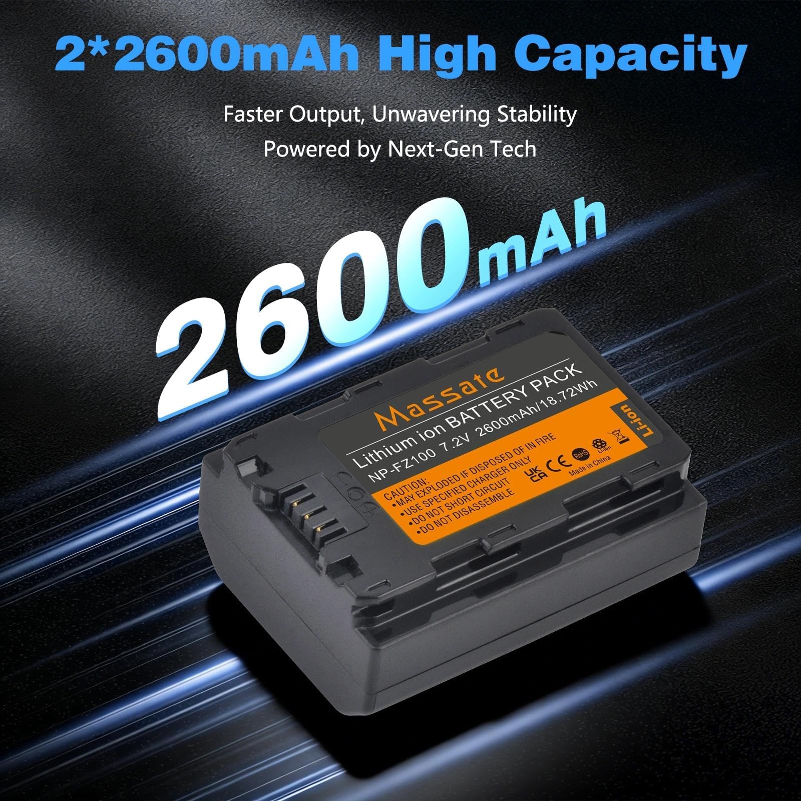2 akumulatory 2600 mAh NP-FZ100 + LED PD20W szybka ładowarka — pełne naładowanie 2,5 H, akumulator NP FZ100 do Sony A7III A7IV A7C A7R III A7R IV A7R V A7CR A9 A9S A1 A6600 A6700, ZV-E11 ZV-E1