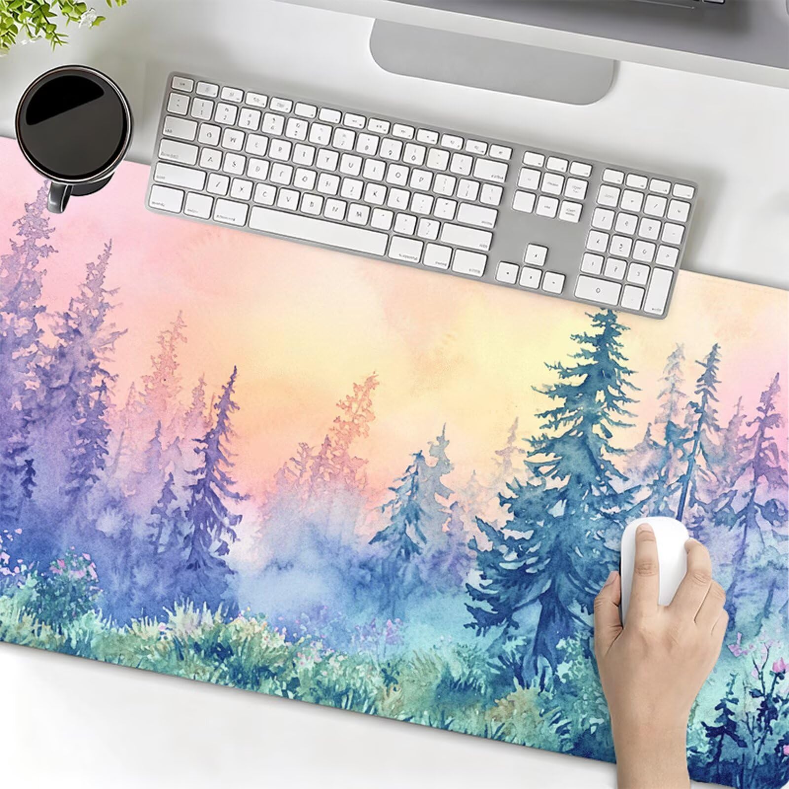 Podkładka pod mysz XXL 1000x500x3mm podkładka pod mysz las fioletowa poprawia precyzję i szybkość, wodoodporna antypoślizgowa, szyte krawędzie, akcesoria do gier, komputer biurowy, komputer Y7-1196