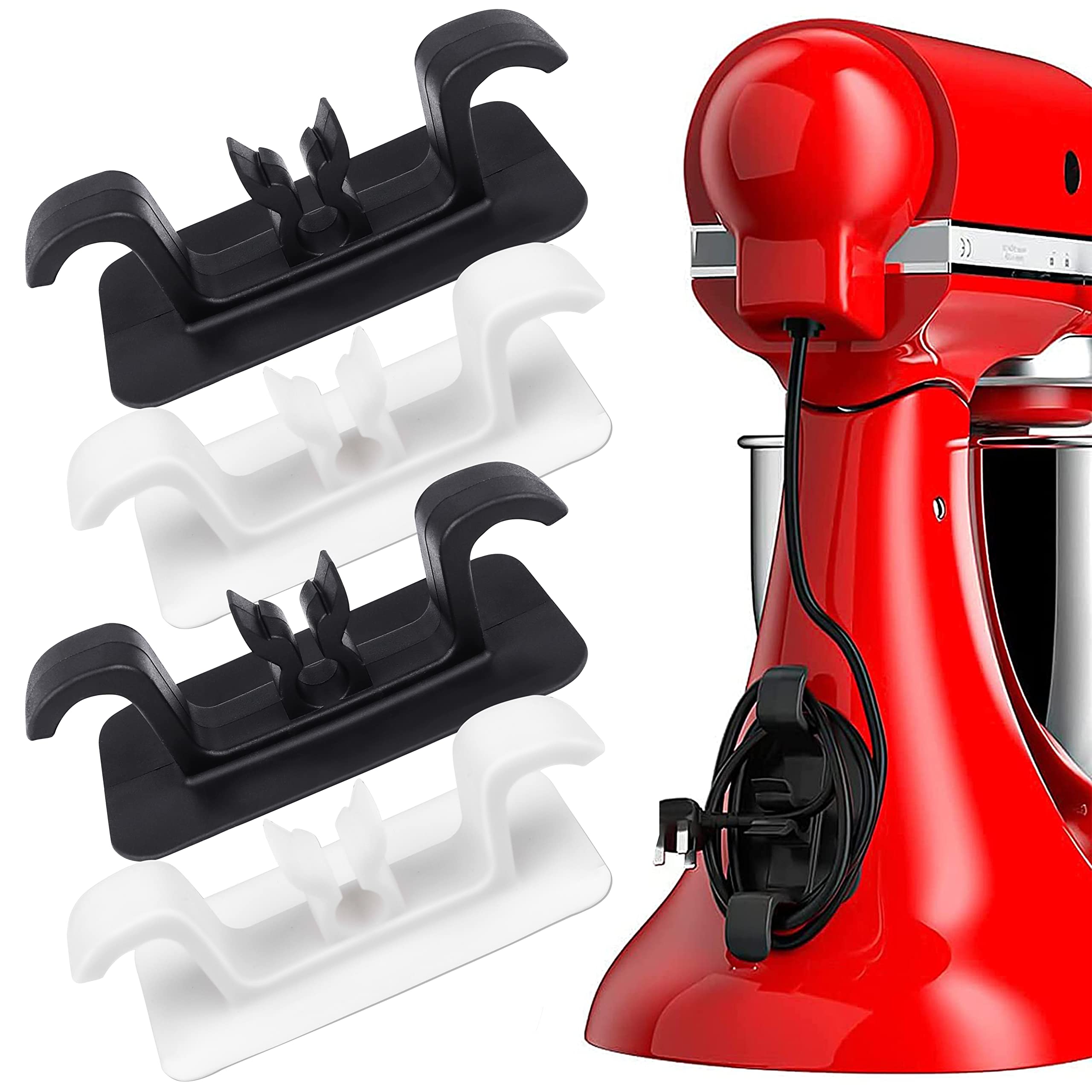 Lot De 4 Organiseurs De Câbles Pour Appareils Cuisine - Enrouleur Caoutchouc Adhésif