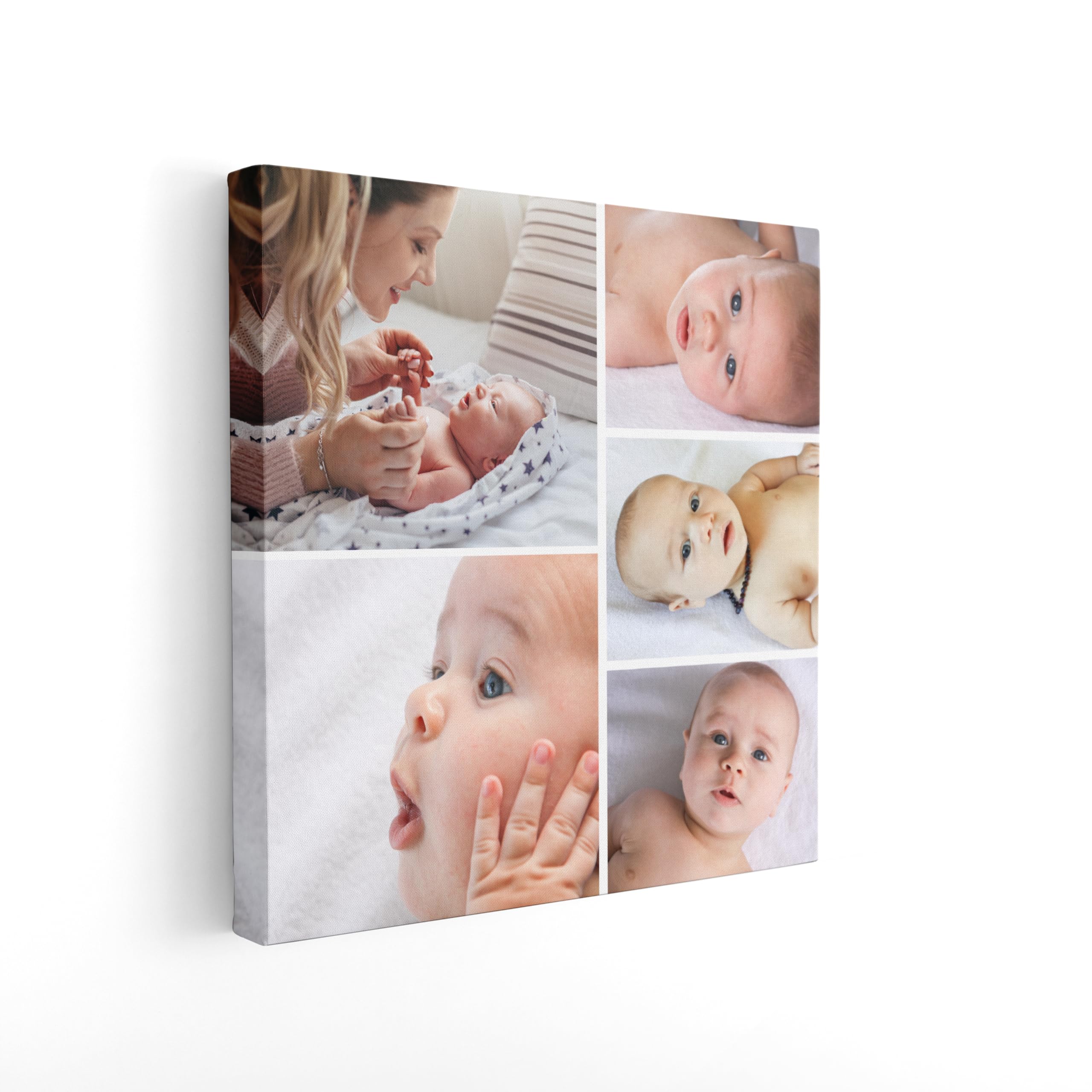 Personalised Canvas Image Collage Frame Prints, Add Custom Text, Choose Your Colour & Font | Canvas Personalised Photo Collage & Customised Family Photo Frame Gifts For Birthdays (4 Photos)