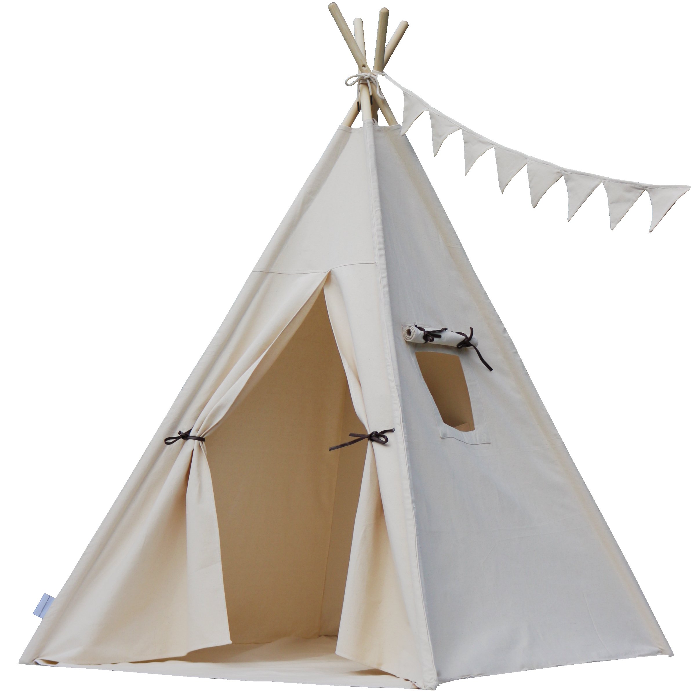 Original Canvas Teepee with Floor, Poles, Pocket, Bunting & Hand Bag