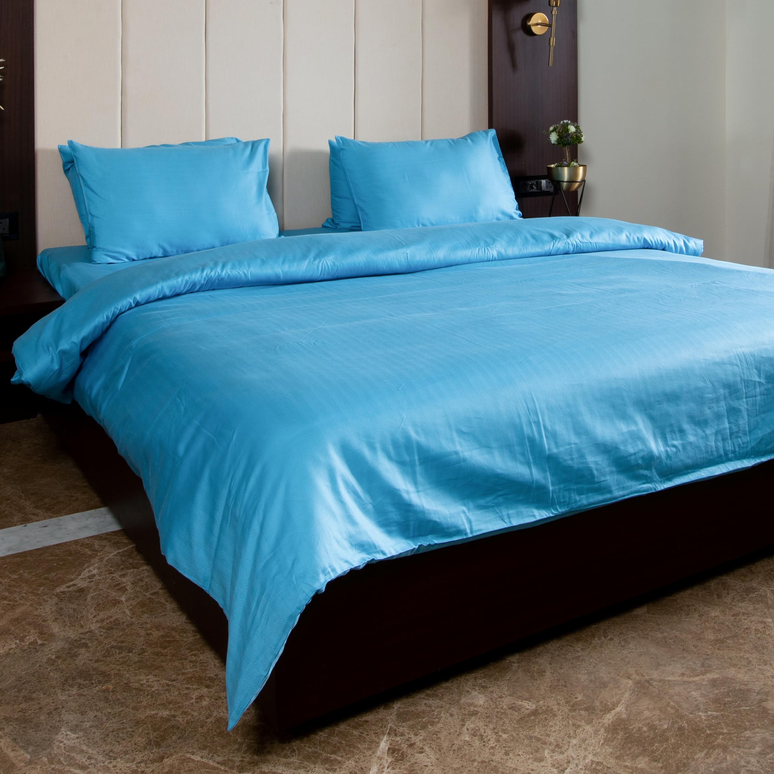 Luxury Duvet Cover | 400TC | 100% Cotton | Heritage Blue Color | Herringbone Weave Design | Duvet Covers for Duvets | Size - 92”x 102” inch | Pack of 1-image-38