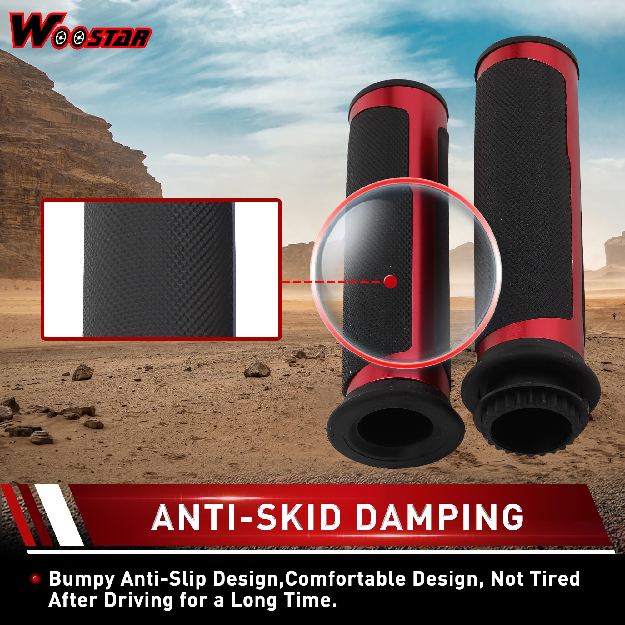 WOOSTAR 22mm Standard 7/8" Regolabile Frizione Leva Pompa Freno Frizione Set con Ruotare la Manopola Dell'acceleratore Sostituzione per Majesty T3 T5 T6 Moto Dirt Pit Bike Scooter ATV Rosso