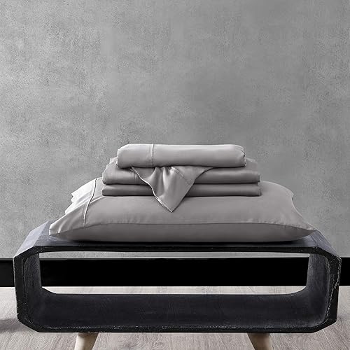 Miniatura 5 de Valeron Juego de sábanas de 100 % Tencel modal satinado, lujosamente suave, transpirable, refrescante, de fibra de haya de madera, matrimonial,
