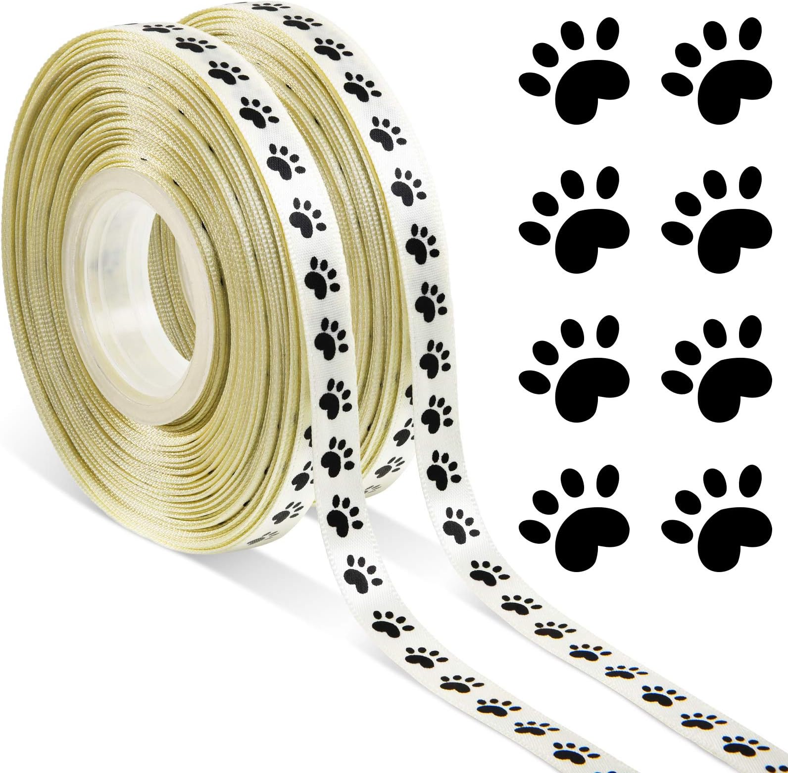 Amazon.com: 2 Rolls Paw Print Ribbon Paw Party Stain Ribbon Rolls for ...