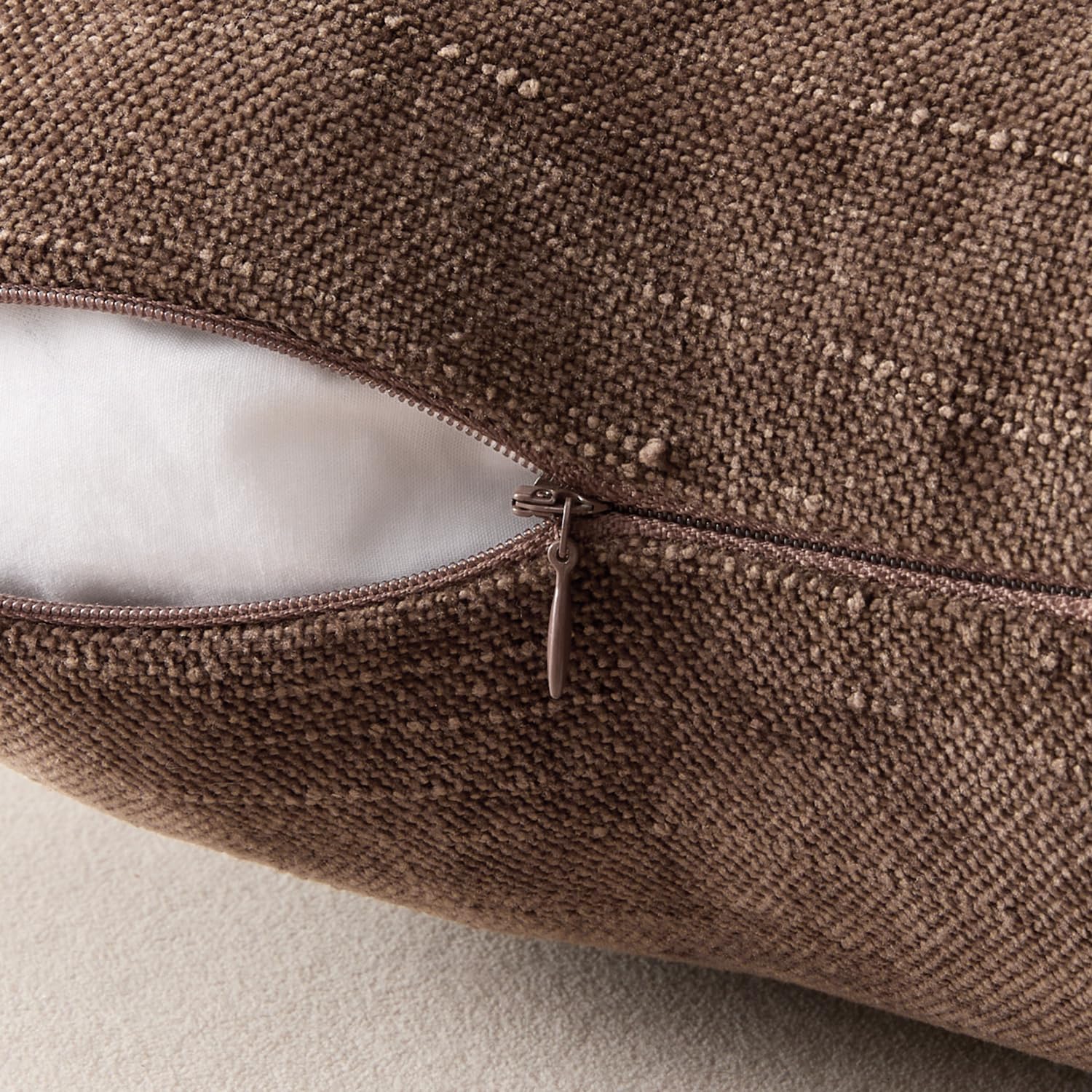 EMEMA Pack of 2 Decorative Chenille Throw Pillow Covers 20x20 Inch Soft Neutral Farmhouse Textured Cushion Cases with Zipper for Couch Sofa Bedroom Living Room Home Decor, Chocolate - Image 7