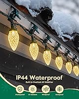 Vista 5 de Luces de Navidad C9 para exteriores con 110 clips de resorte, 81 pies, 110 luces LED C9, impermeables, conectables para exteriores, techo, patio