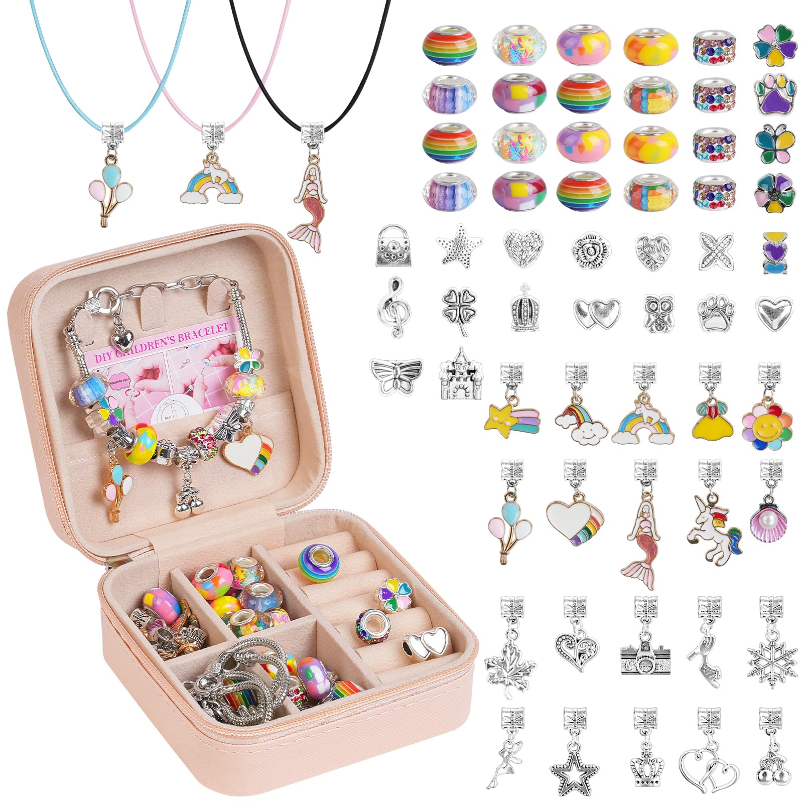 AUAUY Charm Bracelet Making Kit, 66pcs Gifts for Women Bracelet Making Kit with Box Jewellery Making Kit