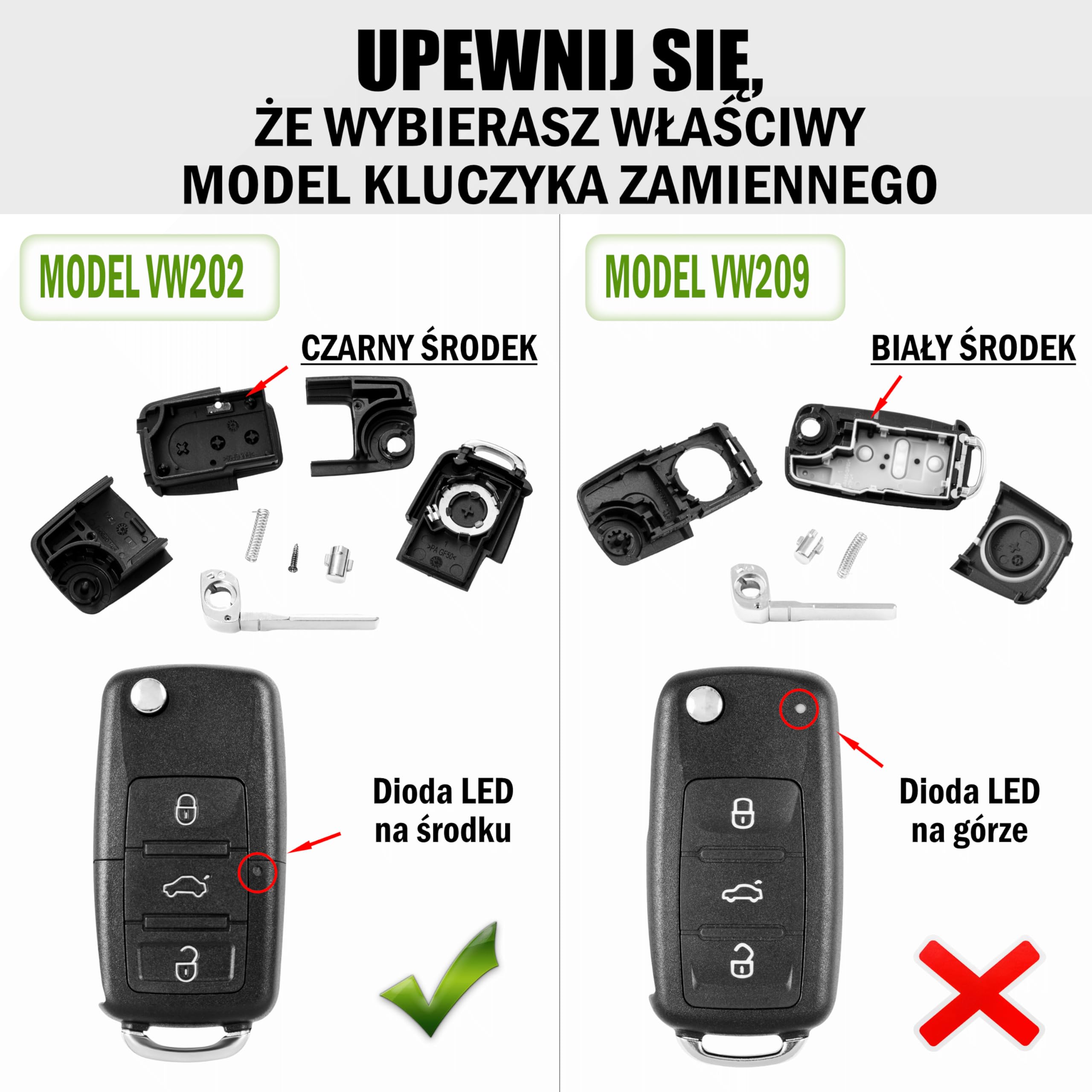 FINTERRY Obudowa Kluczyka Samochodowego kompatybilna z Volkswagen Golf Passat Polo Skoda Octavia Fabia Superb Seat Leon Ibiza – Zamiennik Pilota Składana Obudowa Klucza 3 Przyciski