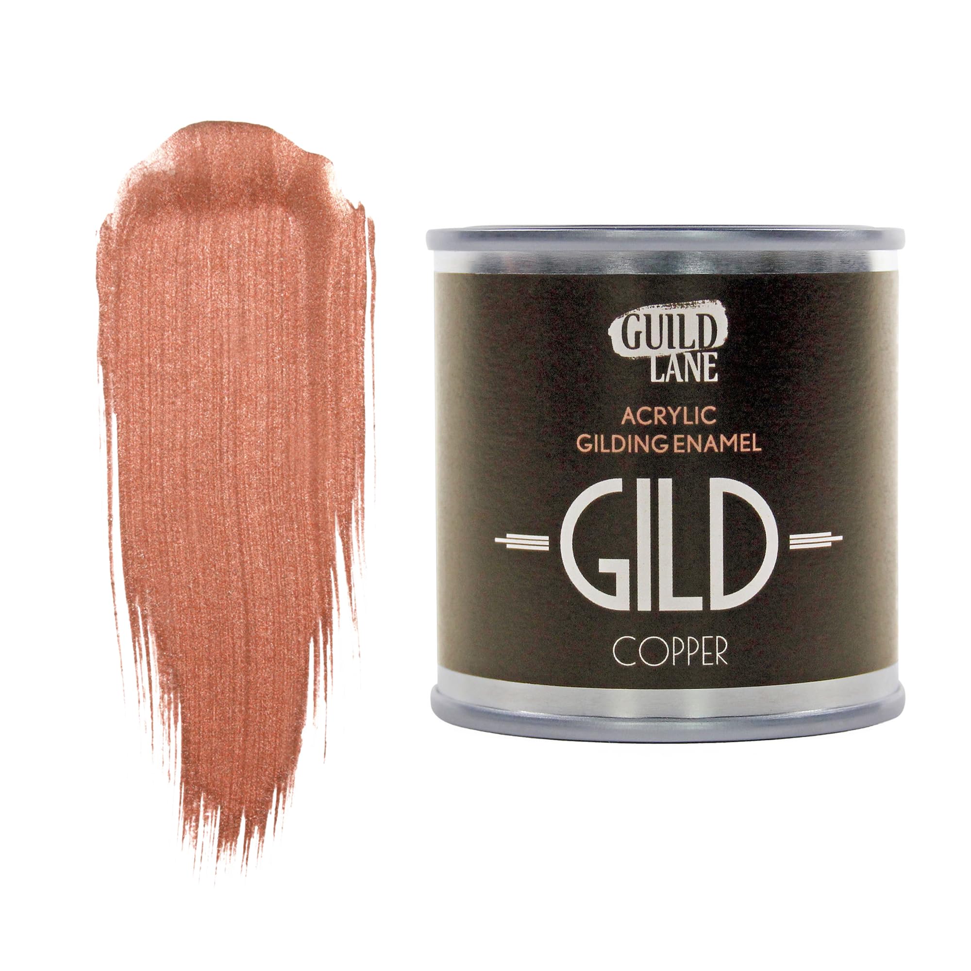 Guild Lane GILD Metallic Acrylic Enamel Paint - Copper - For Wood, Metal, Glass, Furniture & Crafts - Water-Based, Non-Tarnish Finish - 125ml Tin - Made in Britain