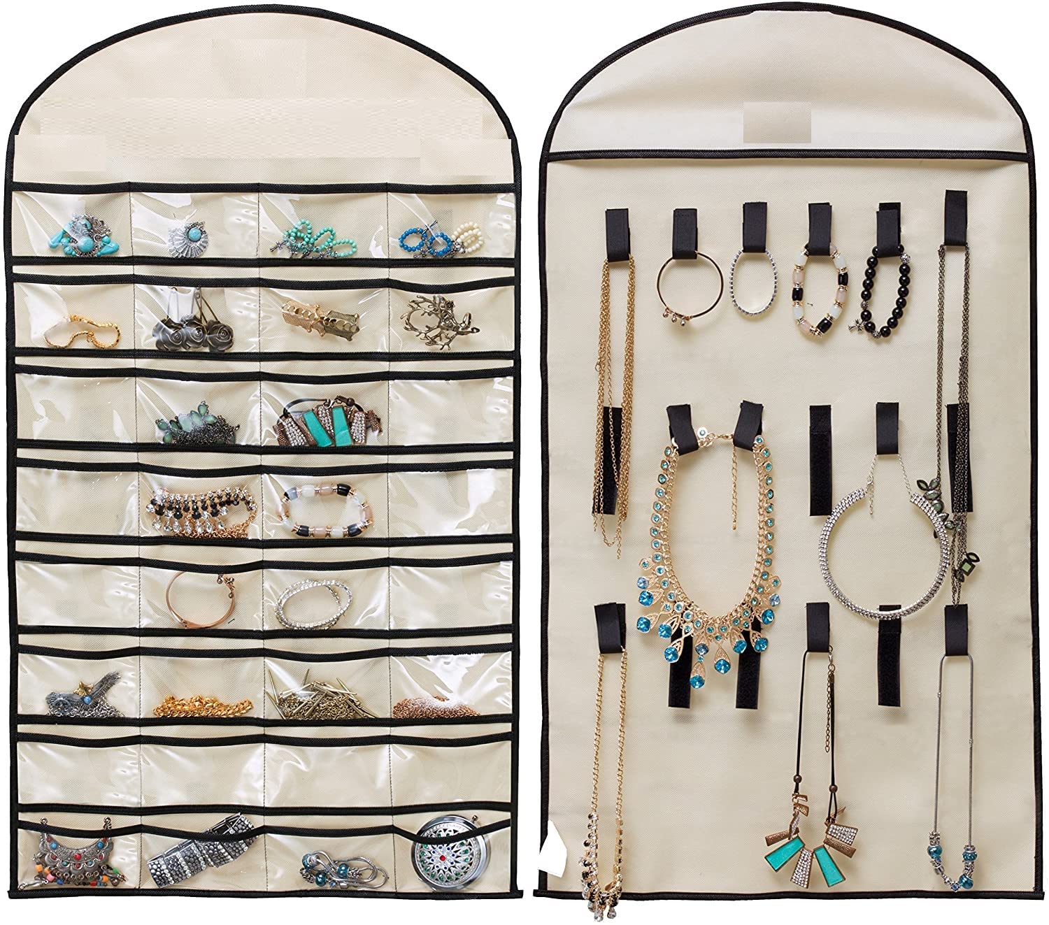 ANY TIME Non Woven Hanging Jewelry Organizer (Pack Of 1) (Beige) (B0BJ2KSCTF) Amazon Price History, Amazon Price Tracker