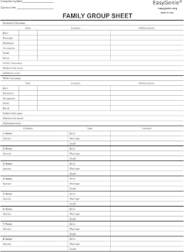 Blank Genealogy Forms Starter Kit (7 types/40 sheets) by EasyGenie