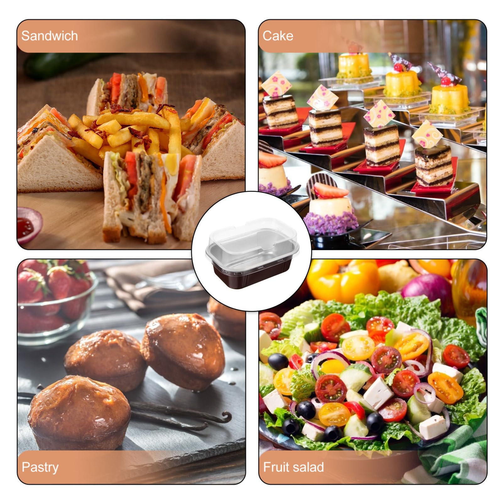 HOLIDYOYO 50pcs Aluminum Foil Cake Molding Cups Heat-resistant Baking Cups Lids for Cake Baking Tools