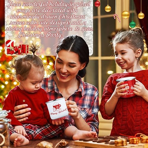 Miniatura 3 de Zhehao 9 tazas de café de Navidad de 12 onzas de esmalte de Navidad para vacaciones de invierno, taza de chocolate caliente de Navidad para Navidad,