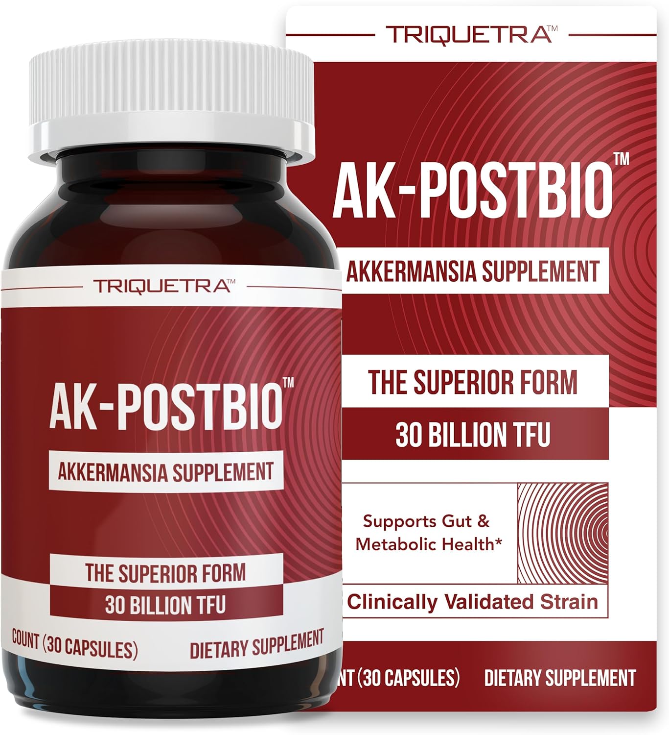 AK-Postbio: Akkermansia Probiotic 30 Billion TFU - Max Strength, Clinically Validated Dose & Patented Strain - Superior Pasteurized Form, Highest Absorption, Delivery - GLP-1 Probiotic - 30 Servings
