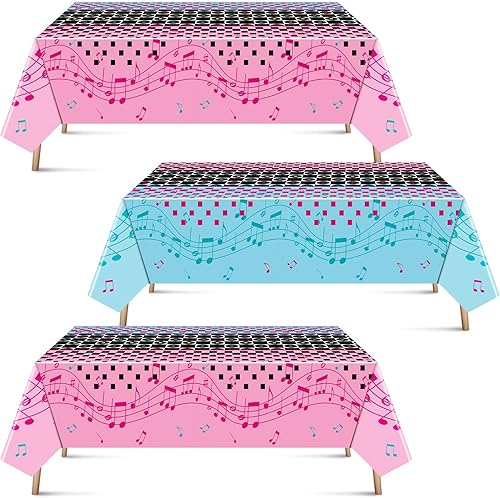 Layhit 3 manteles de fiesta mecedora de los años 50, grandes, de plástico, desechables, mágicos de rock and roll, para suministros de fiesta de