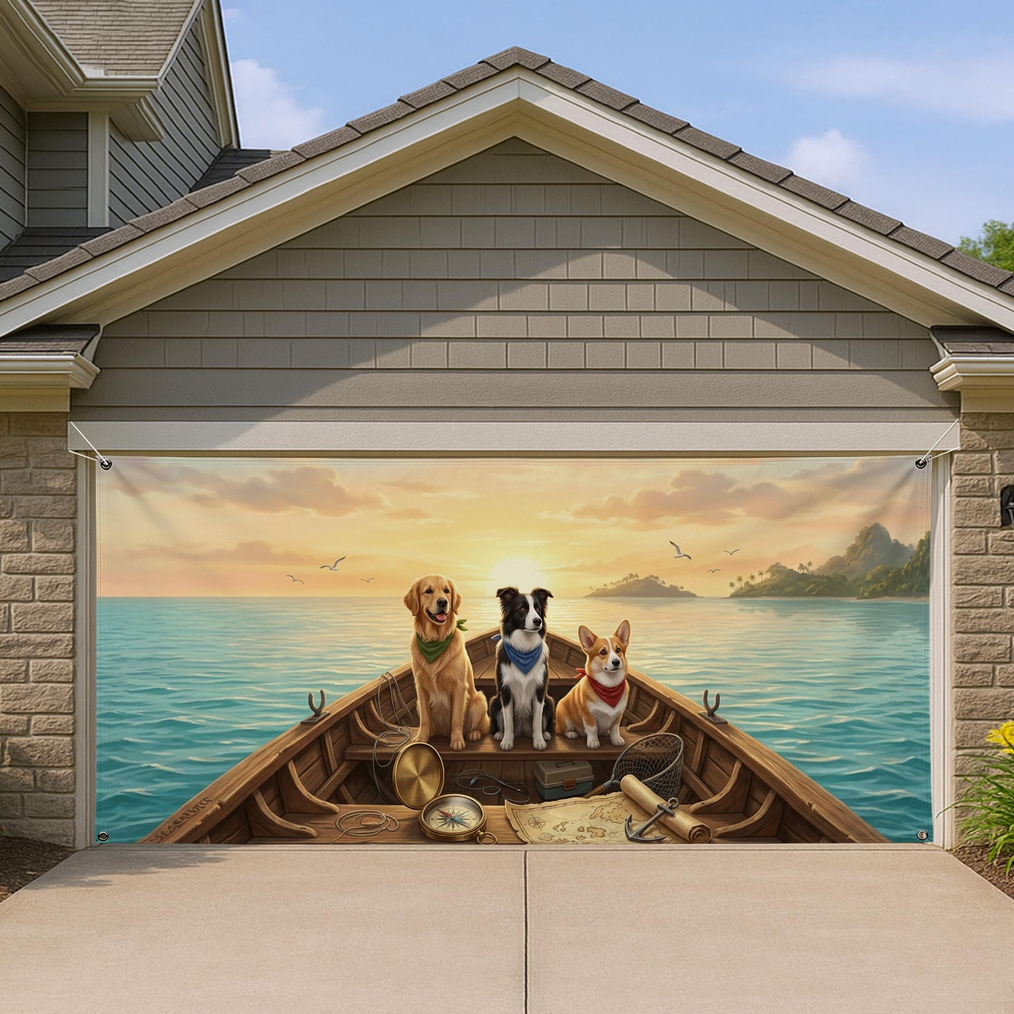 Décoration extérieure de garage animaux et bateau pour l'été
