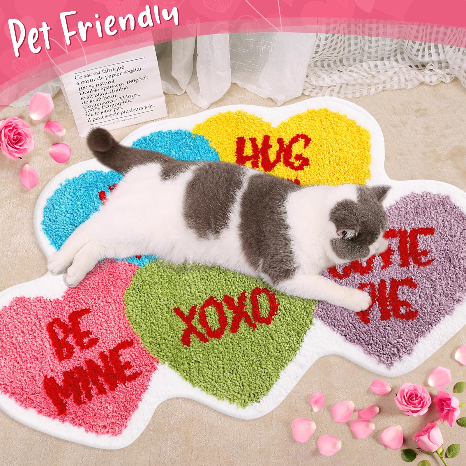 Amazon.com: Percozzi Conversation Heart Bathroom Rug Valentine
