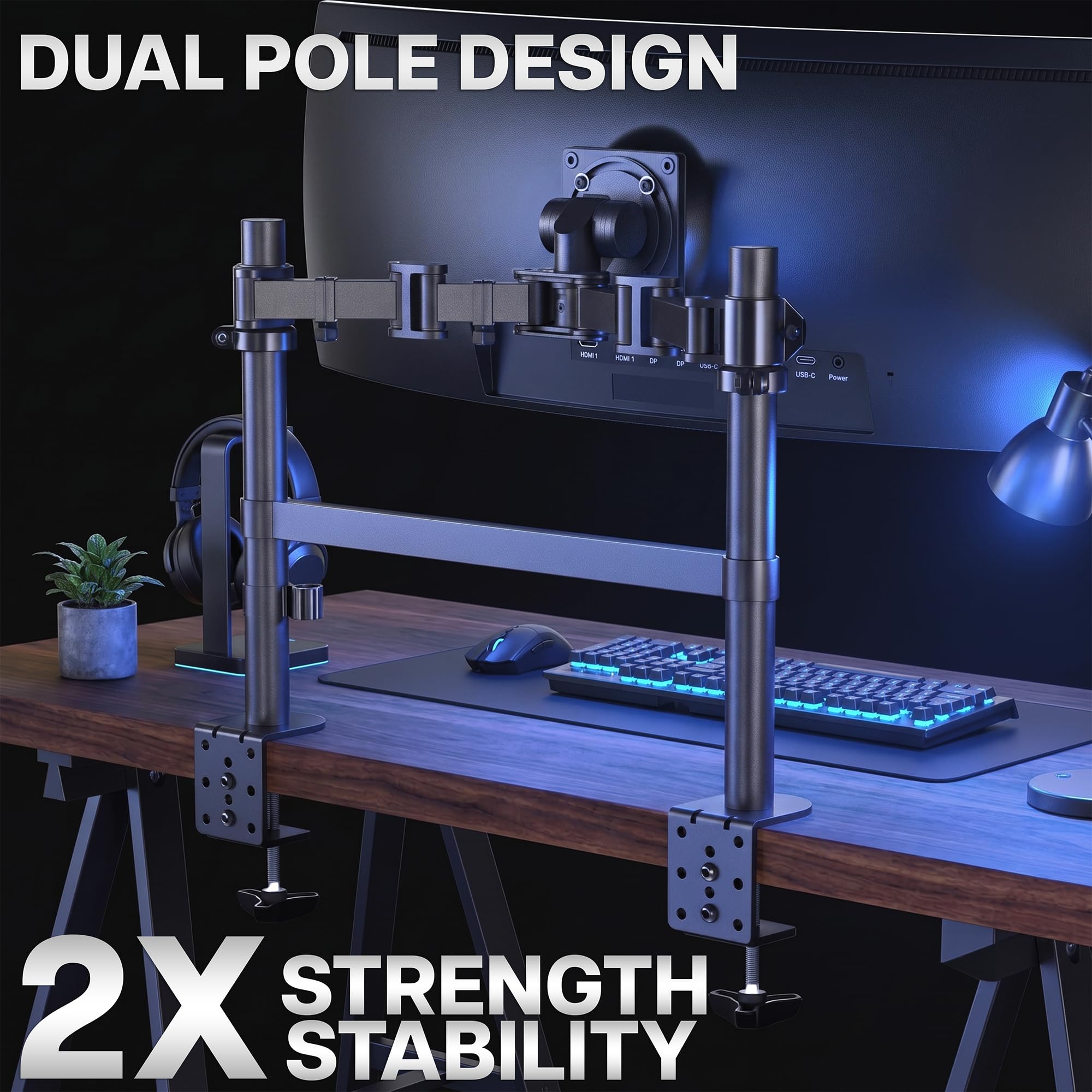 VIVO STAND-157C - Supporto da tavolo per schermi fino a 57", colore: Nero