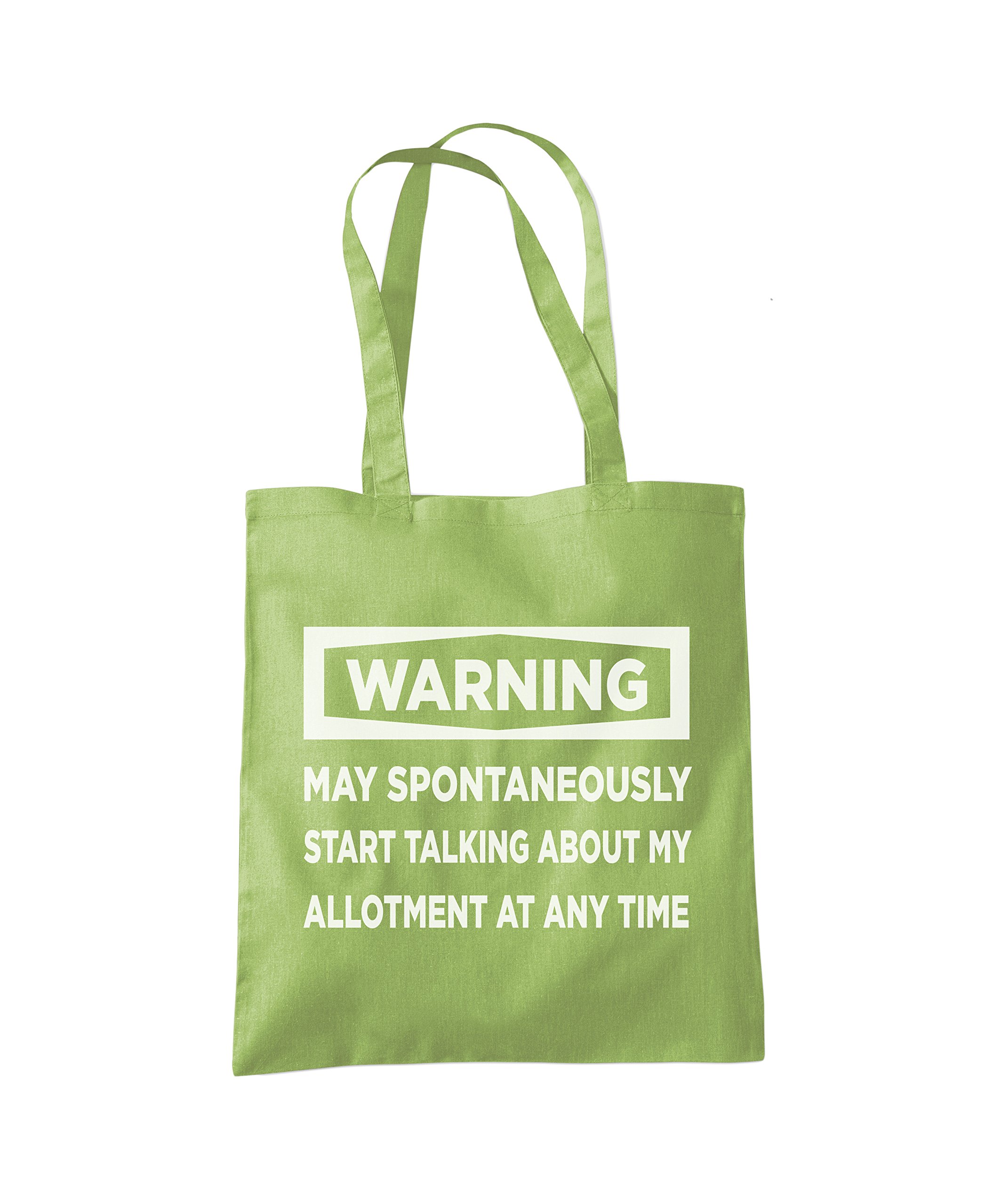 Hotscamp Women's Kiwi Green Warning May Start Talking About My Allotment - Tote Shopping Bag - Funny Allotment Gardening One Size