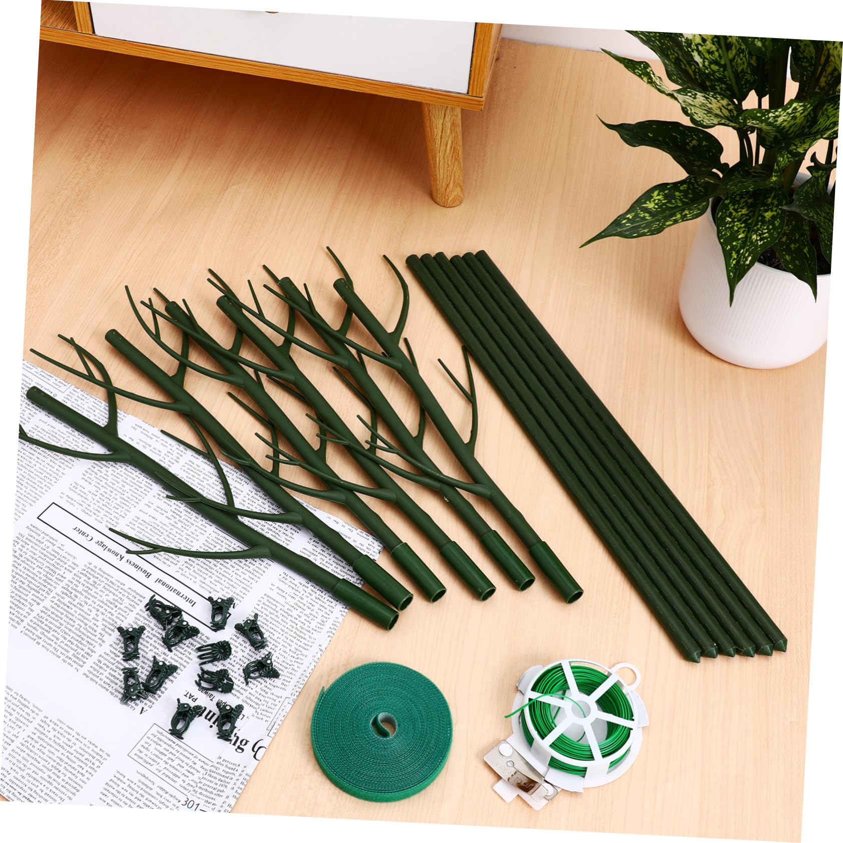 UPKOCH Structure de Support pour Plantes 1 Set, Tuteurs en Plastique Vert, Résistants la Casse, pour Croissance Droite des Plantes et Lierre, Intérieur Jardin