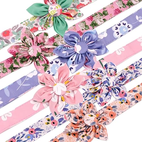 Miniatura 2 de Beirui Lindo juego de collar y correa para perras hembras, collar floral de perro con flor para perros pequeños, medianos y grandes, talla XS cuello