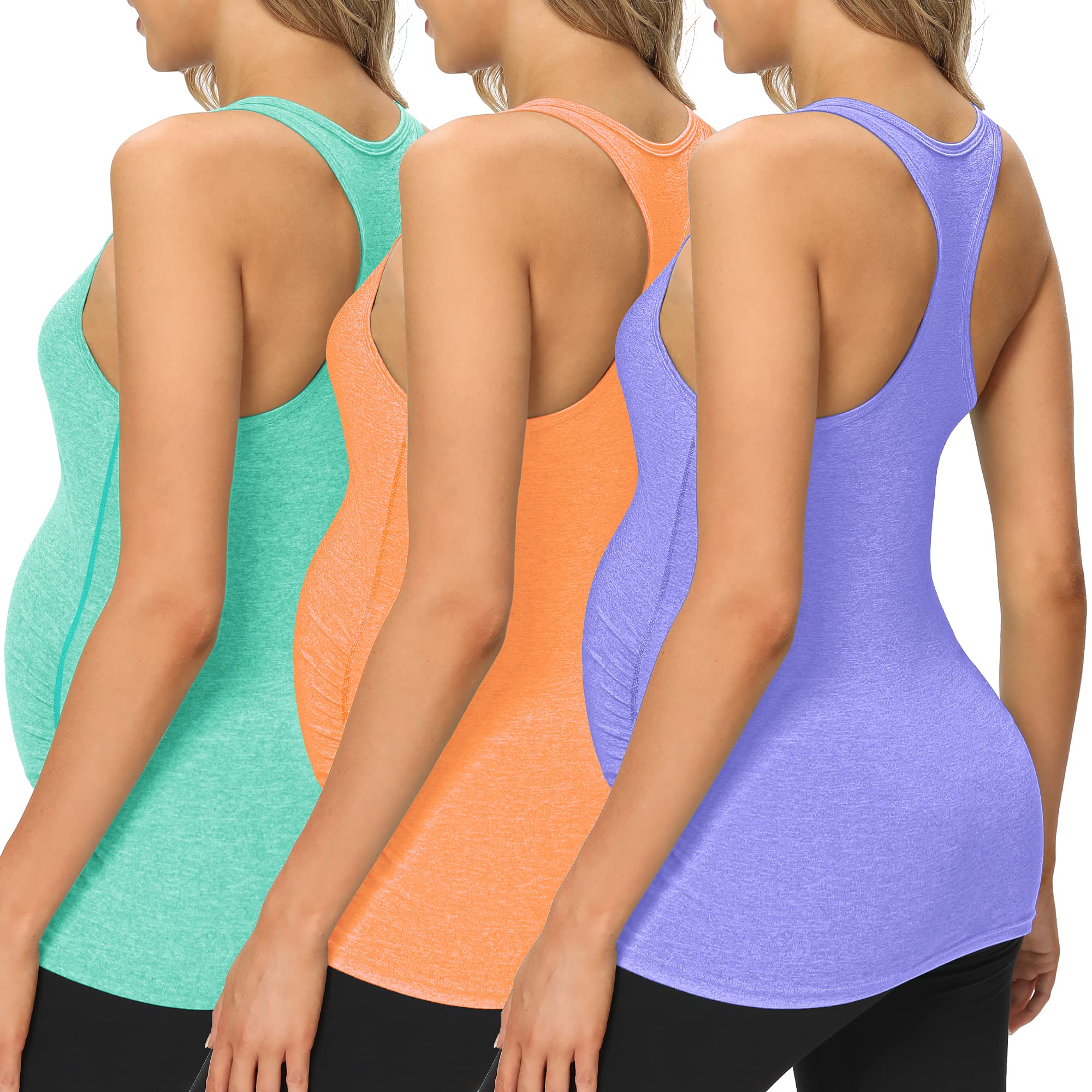 fitglam Womens Maternity Tank Tops Workout Active Athletic Yoga Sleeveless Shirts Pregnancy Racerback Activewear Clothes