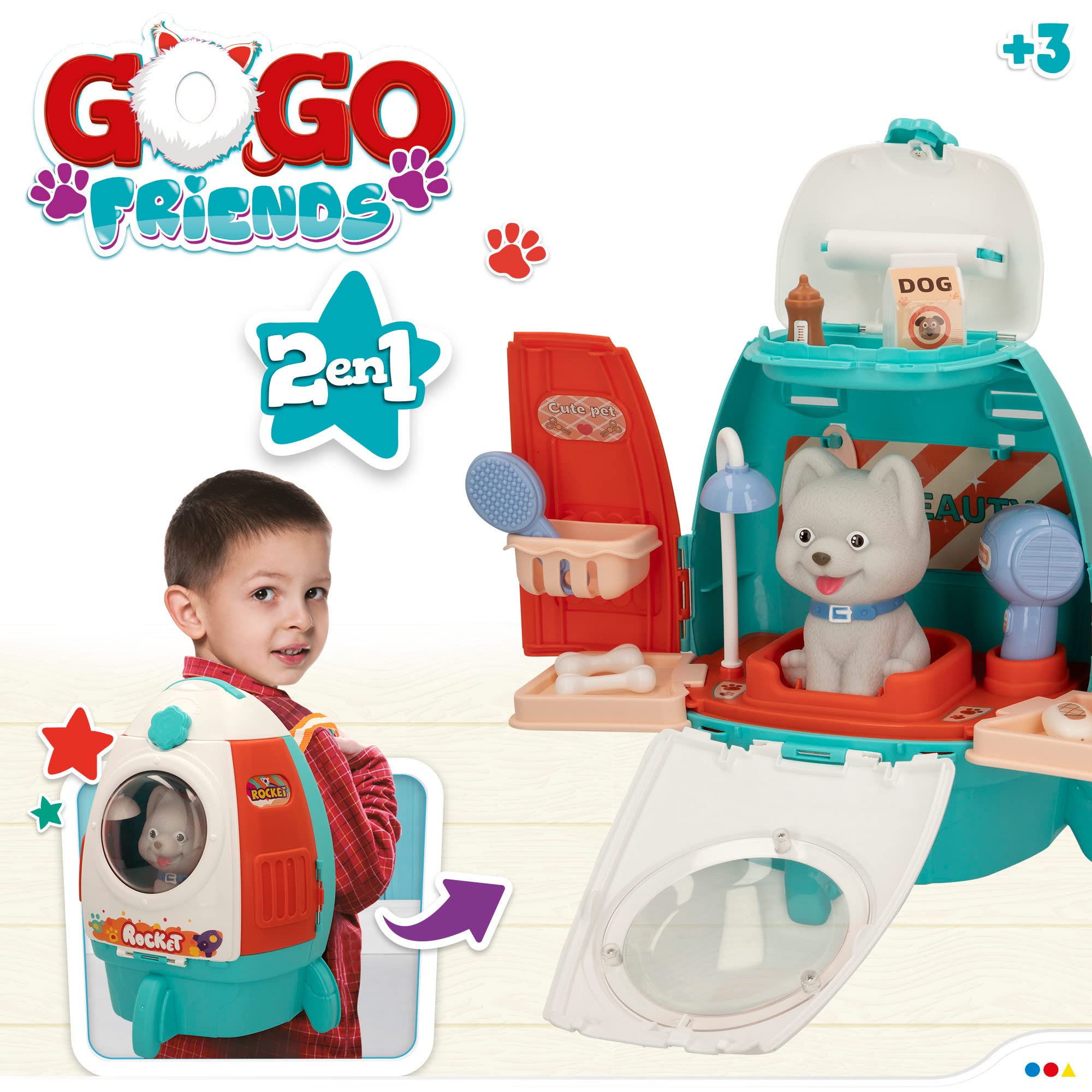 COLORBABY 49704 Plecak fryzjerski dla psów 2 w 1 ze zwierzakiem / walizka weterynaryjna / zestaw weterynaryjny, zestaw weterynaryjny / salon piękności dla psów