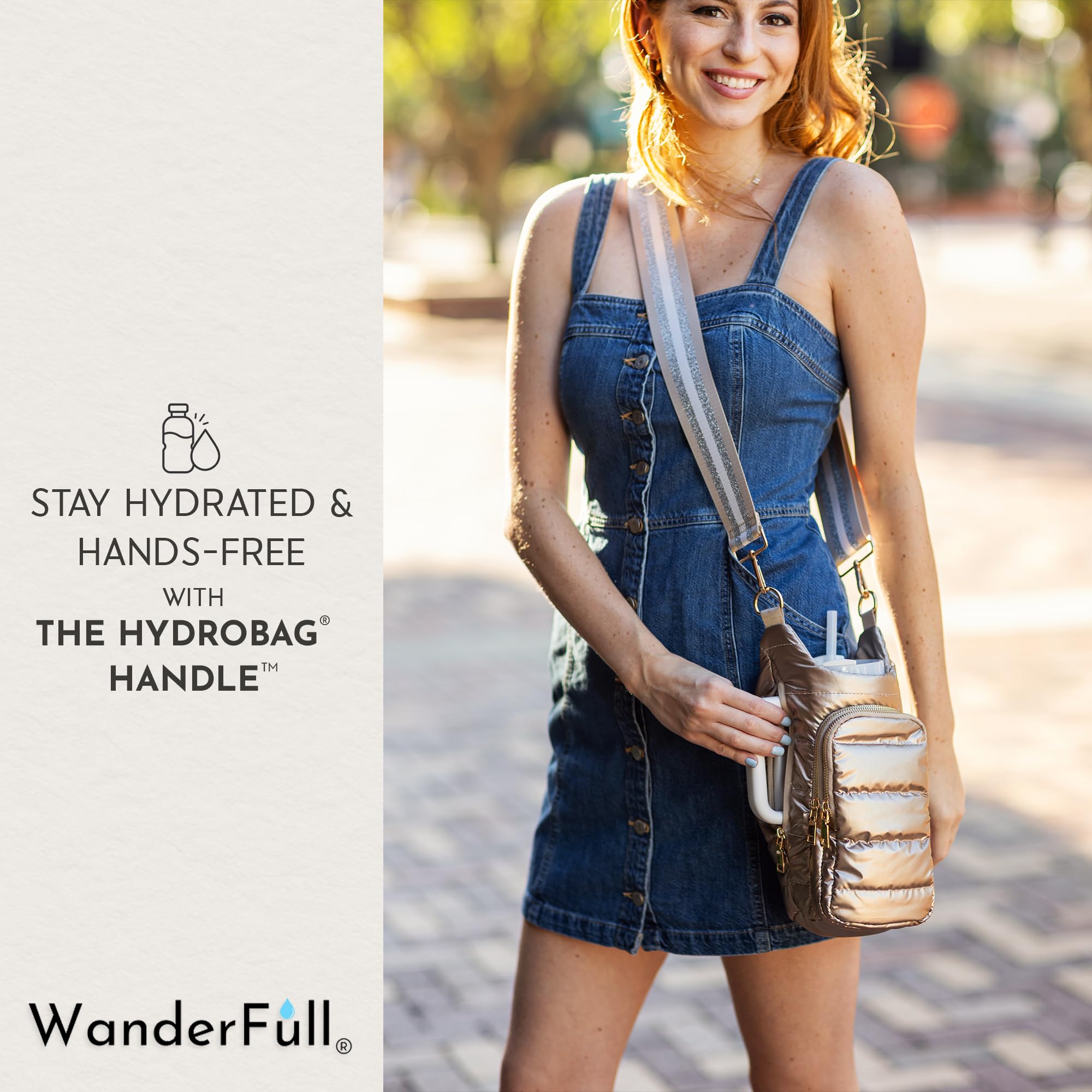 WanderFull Manico Hydrobag oro con finiture in pelle vegana
