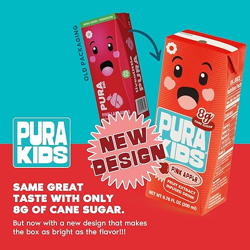 Miniatura 8 de PURA Kids Box - Bebida con extracto de fruta de manzana rosa para niños, 0.31 onzas de azúcar de caña pura, sin OMG, vegana, sin edulcorantes