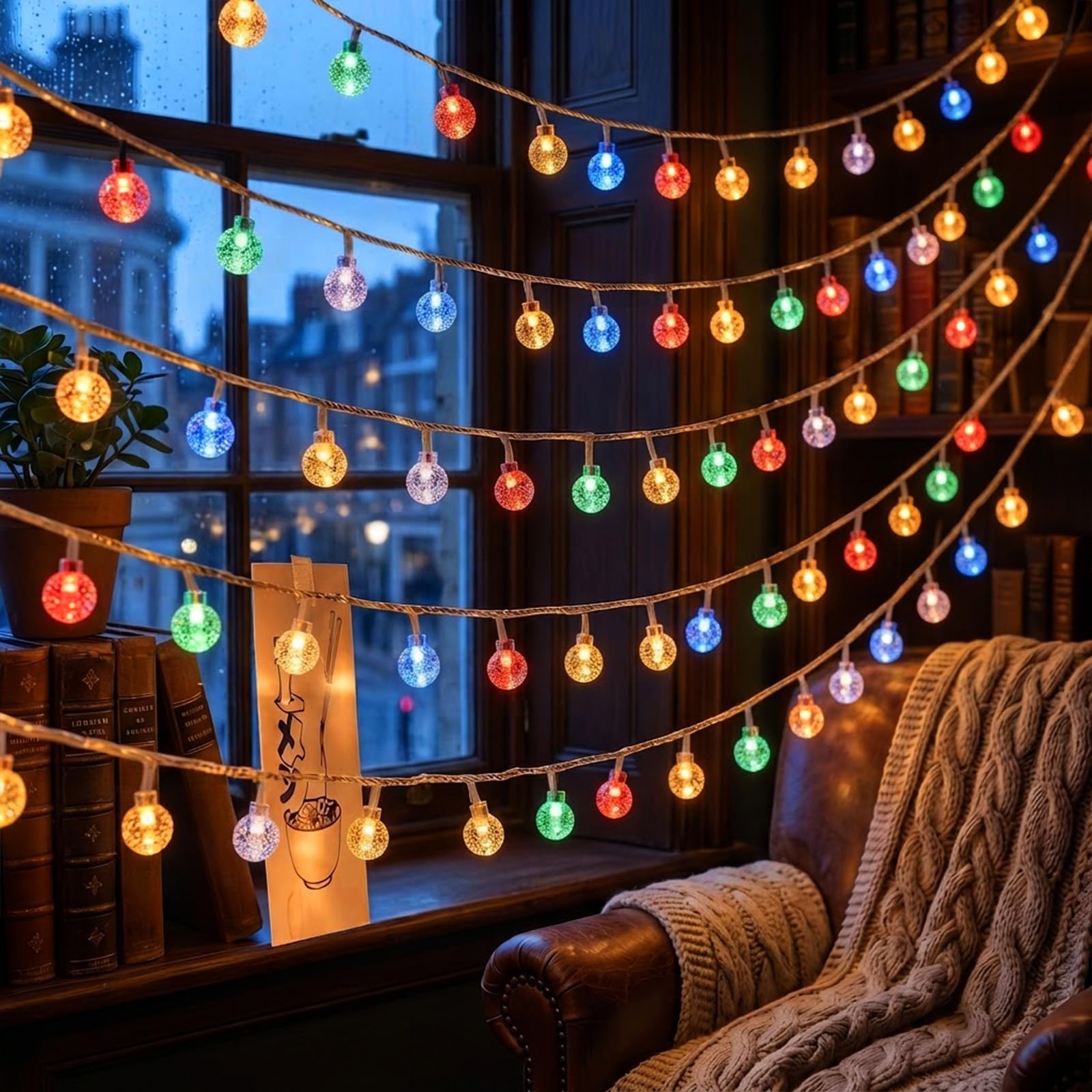 ANBET 2 Pack 6M Color Crystal Ball String Lights, 40 LED Battery Operated Lights with Flash Modes (not Battery)