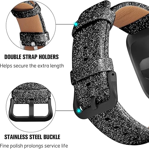 Miniatura 4 de Mosstek Compatible con Fitbit Versa 2 bandasFitibt Versa bandas para hombres y mujeres, correa de cuero genuino suave para VersaVersa 2 correa para