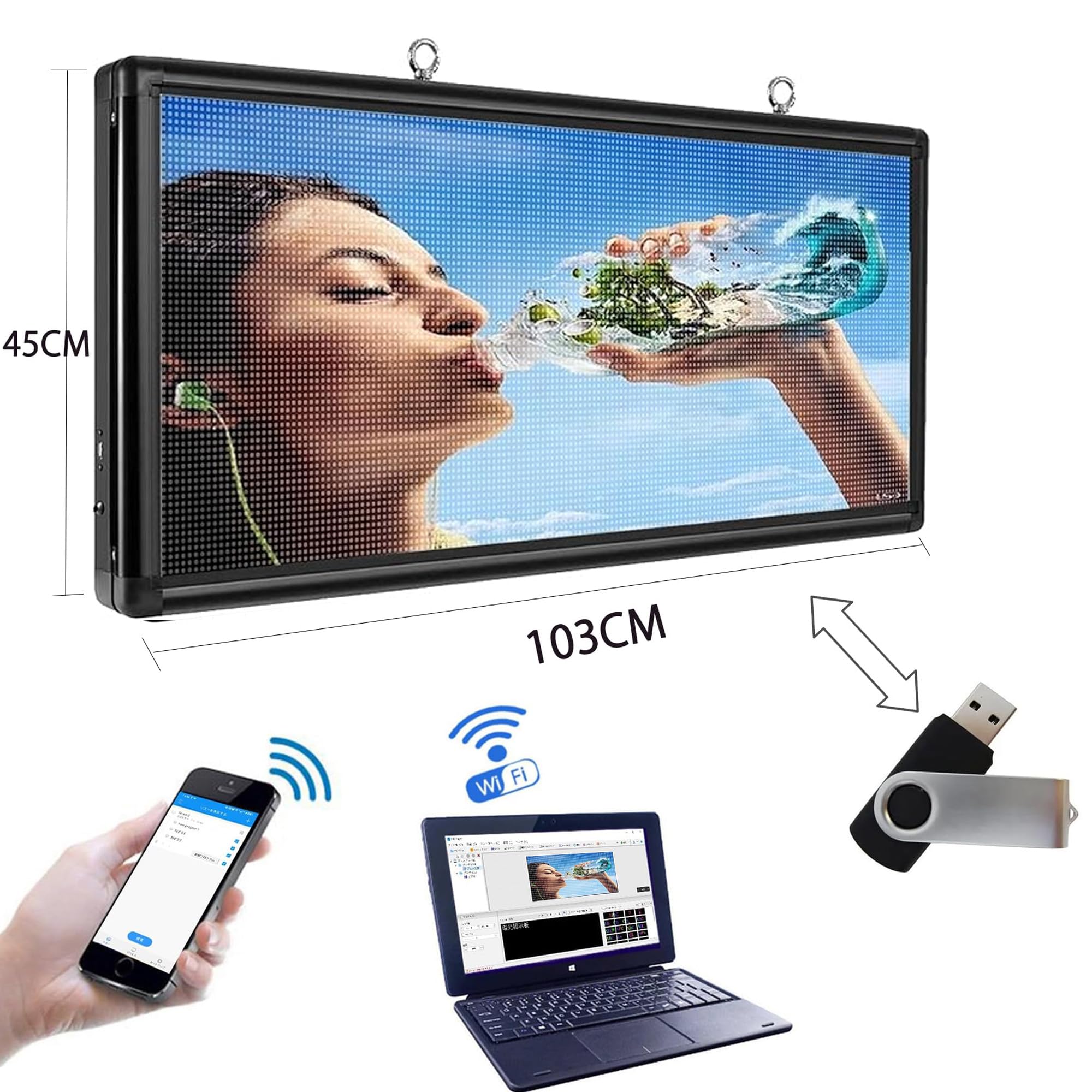 Amazon | 屋内外対応 LED看板 103X45CM 電光掲示板 電光デジタル