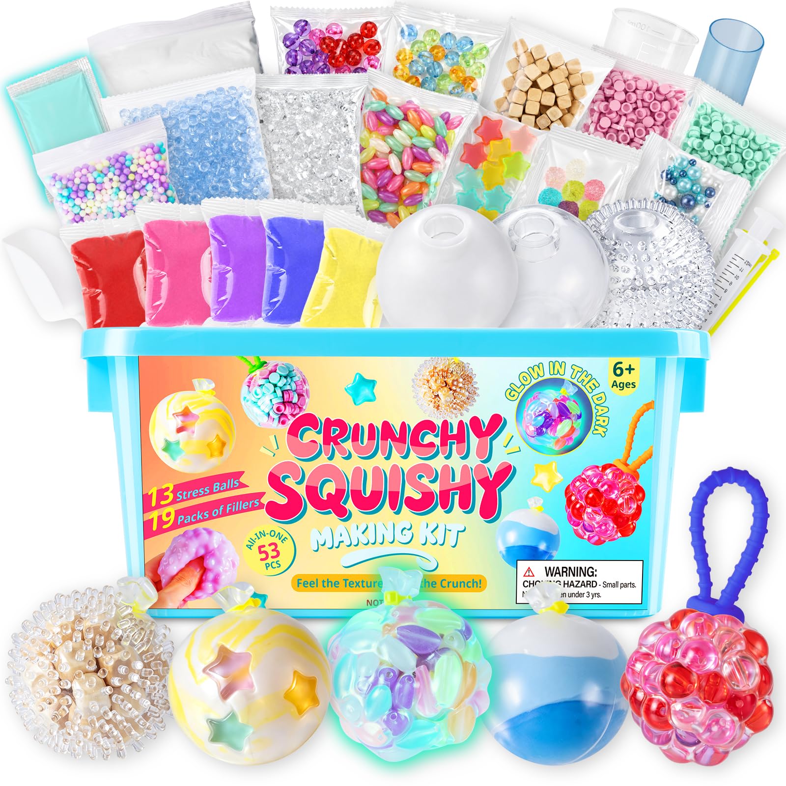 53PCS Squishy Making Kit Glow in the Dark Stress Ball Squishy Maker