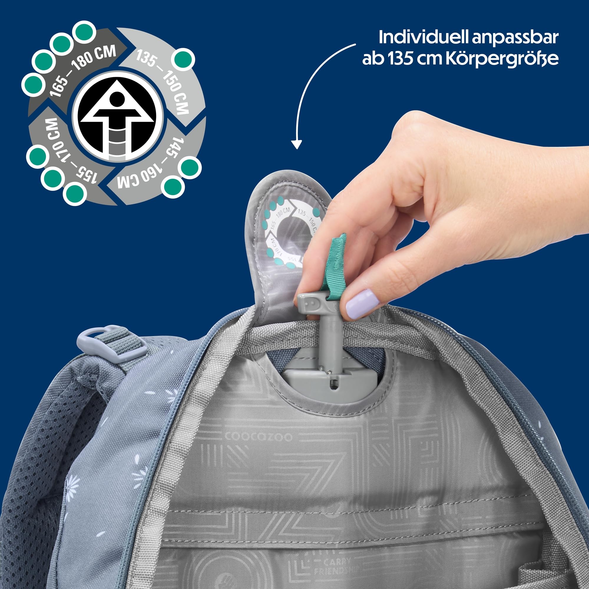 coocazoo Mate Schulrucksack „Bloomy Daisy”, hellgrau, ergonomischer & anpassbarer Tornister, höhen- & größenverstellbar, mit Brustgurt & Hüftgurt, ab der 3. Klasse