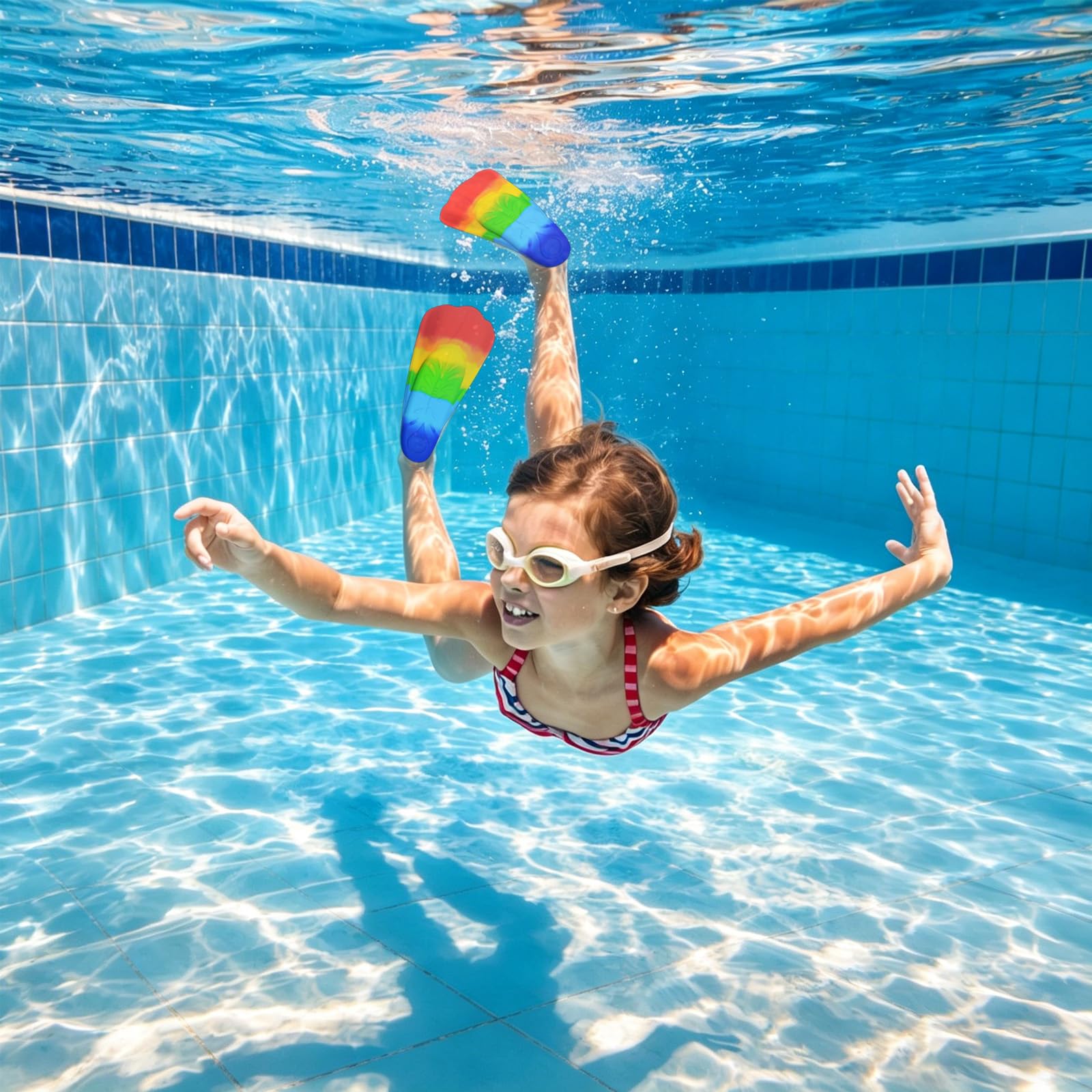Palmes de natation courtes en silicone pour enfant XS S - Antidérapantes douces et confortables pour la natation, l'apprentissage de la piscine, la plongée avec tuba