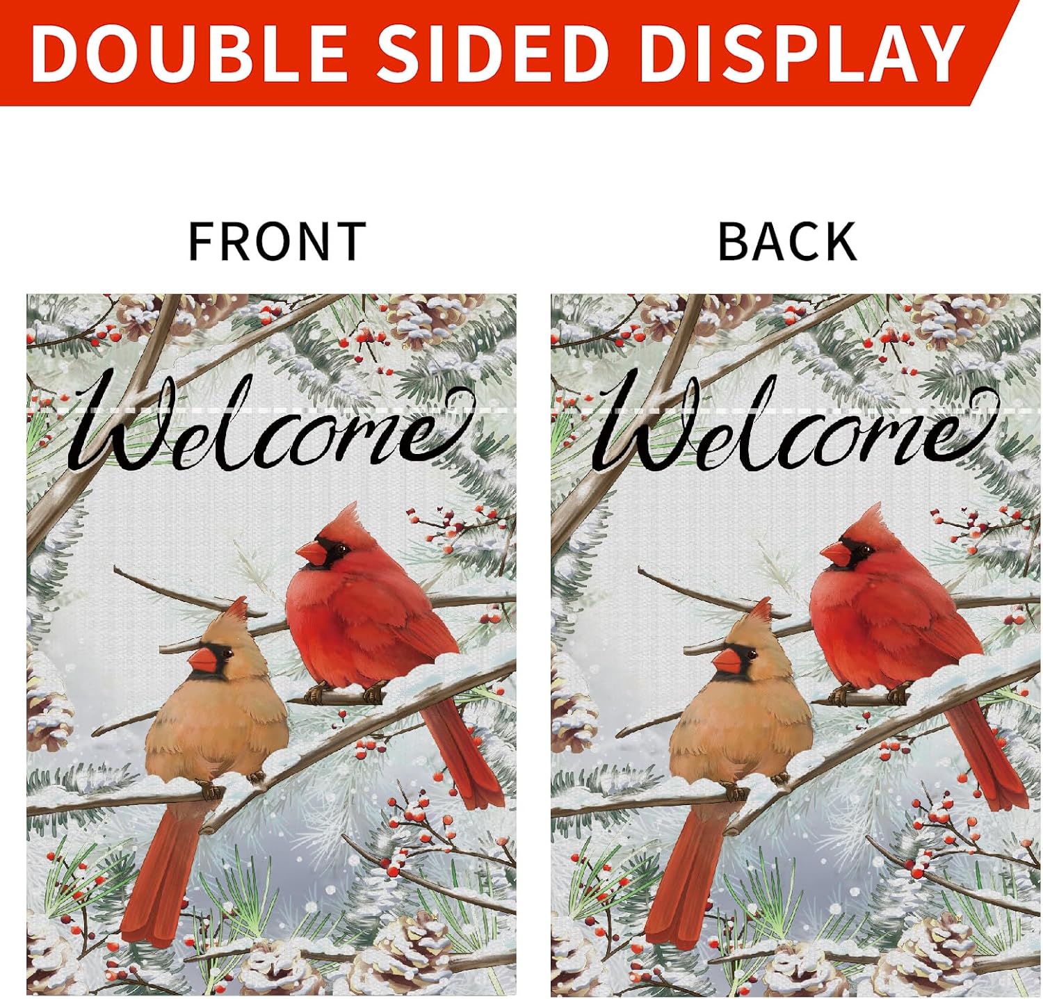Winter Garden Flag 12x18 Inch Double Sided Cardinal Bird Trees Snow Christmas Holiday Decoration Yard Outdoor Flag - Image 6