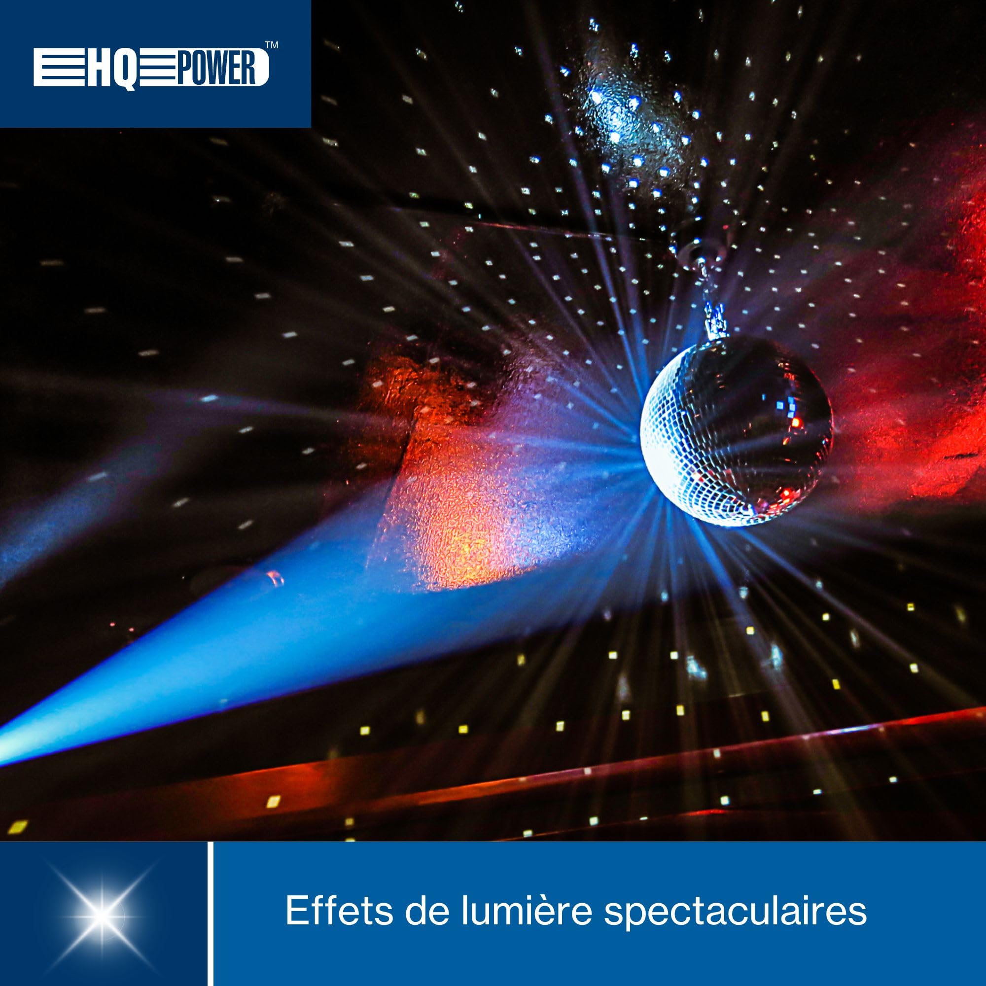 HQ-Power Boule à facettes disco Ø 30 cm, effets lumineux spectaculaires pour les fêtes, système de suspension sûr et verre à facettes, accessoire de piste de danse pour disco et plus