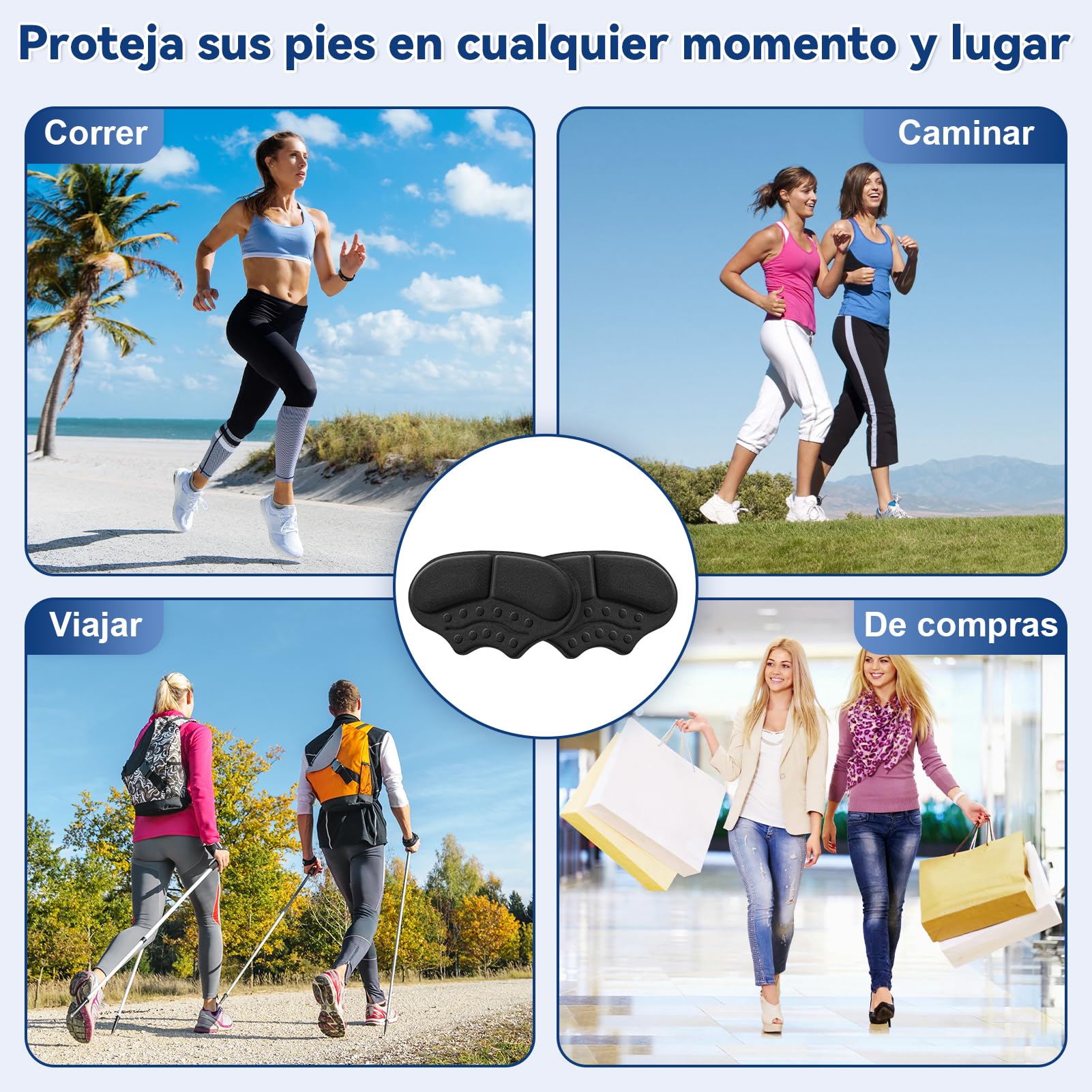Almohadillas acolchadas para el talón, 3 pares de almohadillas autoadhesivas para zapatos sueltos, almohadillas antideslizantes para zapatos de tacón alto, zapatos de cuero demasiado grandes