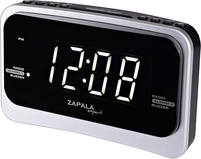 ZAPALA expert WakeUp Alarm Clock with FM Radio for Bedside or Kitchen