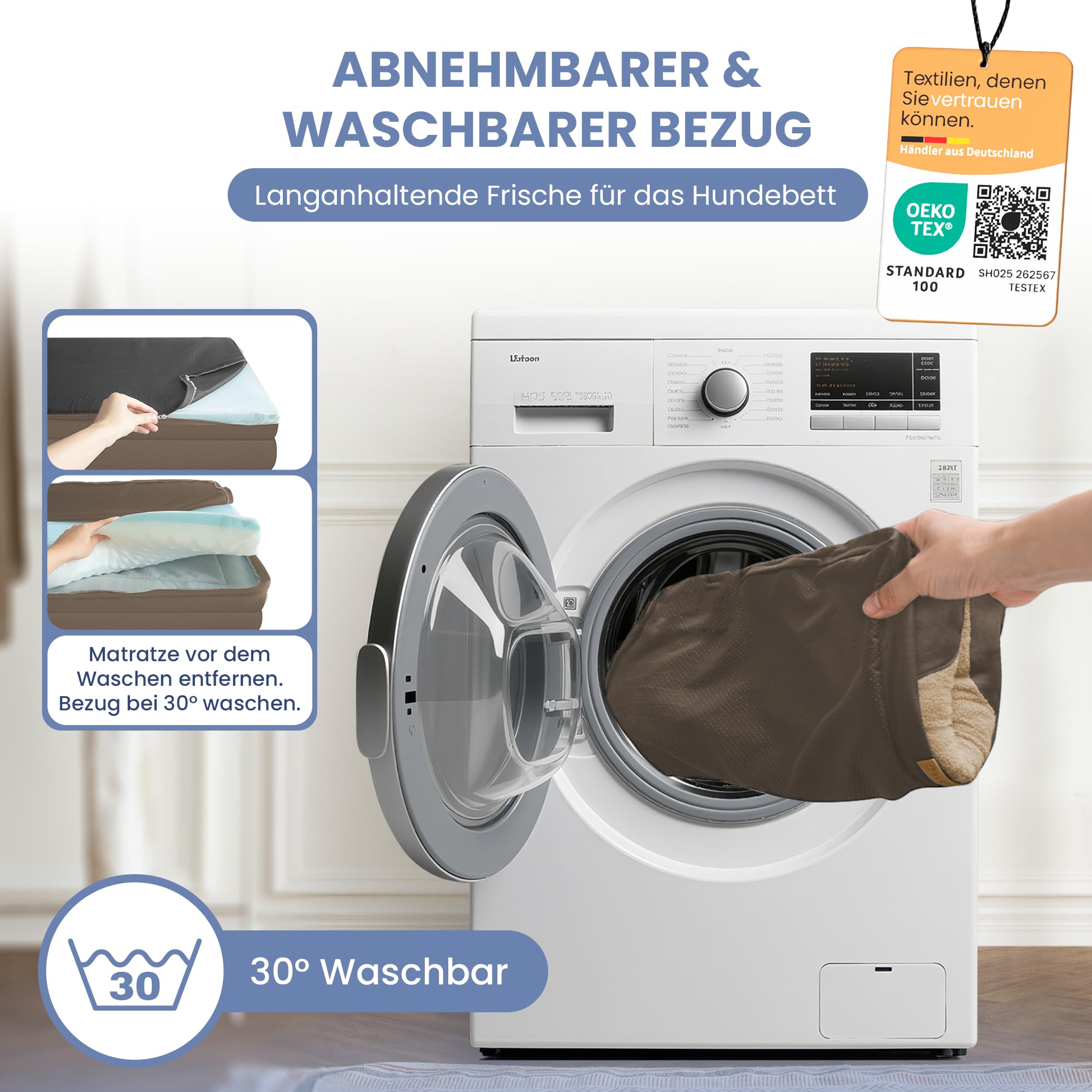 ELONEO orthopädisches Hundebett kleine Hunde - 76x51x17cm, Hundekorb mit Memory Foam, Hundematte wasserdicht und waschbar, Hundekissen, Hundematratze mit weicher Polsterung, braun