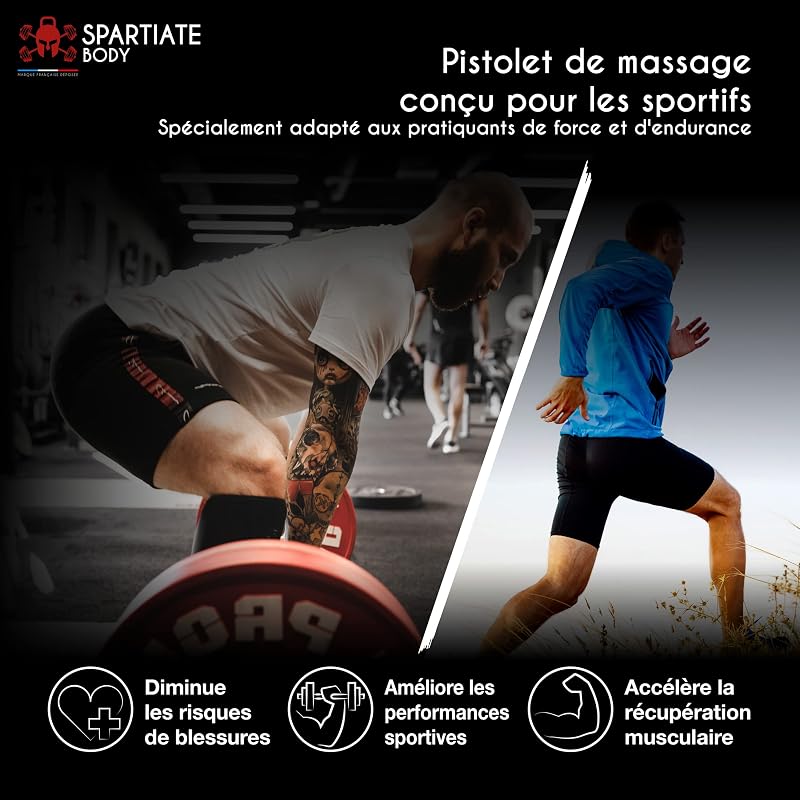 SPARTIATE BODY Ultrakönnyű Masszázspisztoly 32 Sebességfokozattal - Izomregeneráló Masszírozó Eszköz Sportolás Után - Csendes Működés + Ingy