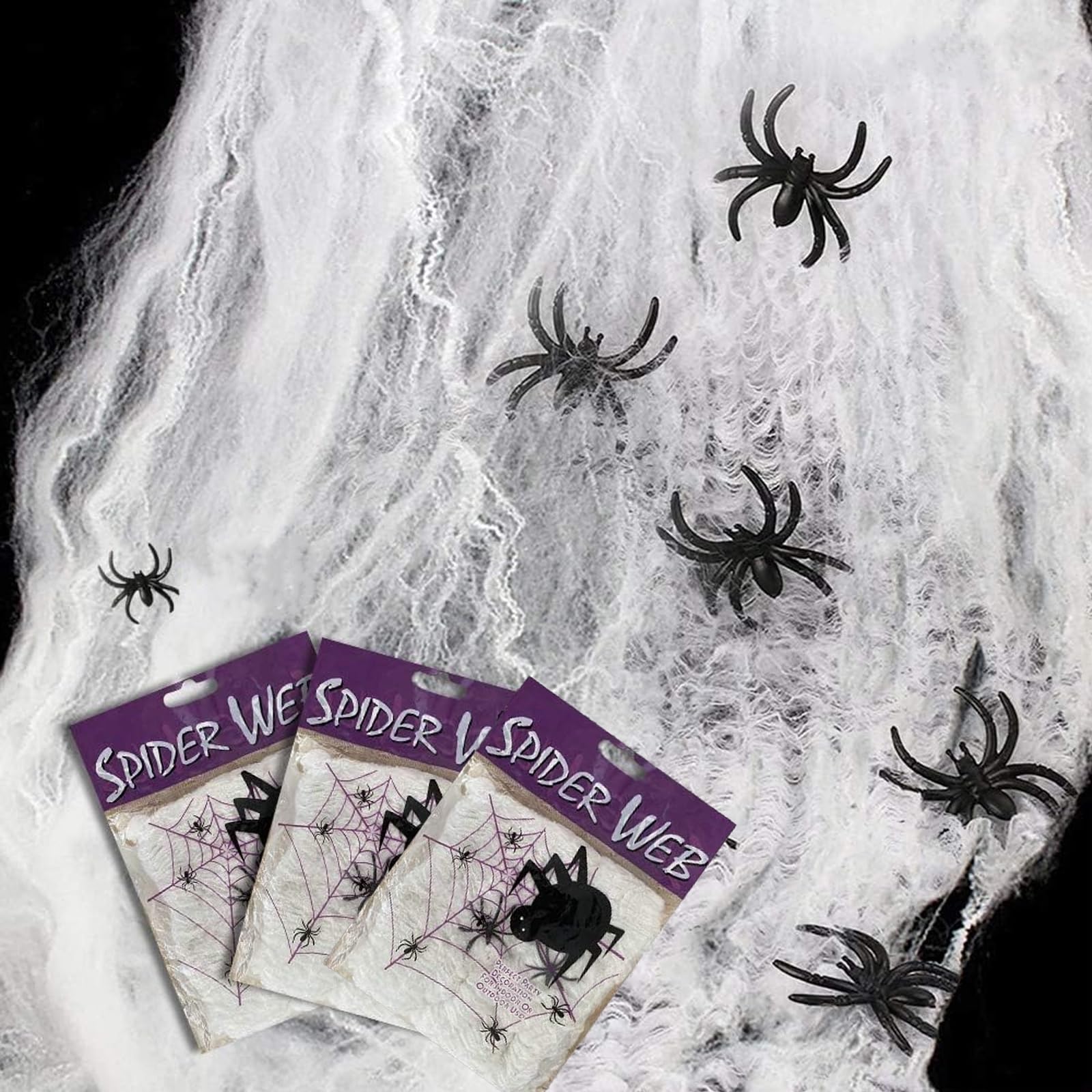 Halloween Spinnennetz 120g Mit 50 Spinnen - Grusel Deko Für Party